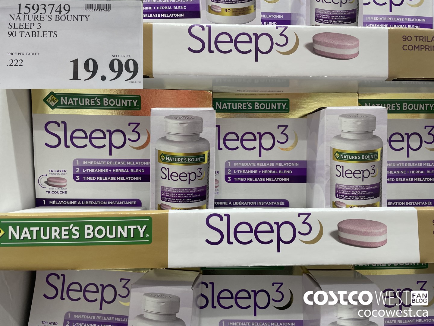 1593749 NATURE'S BOUNTY SLEEP 3 90 TABLETS $19.99