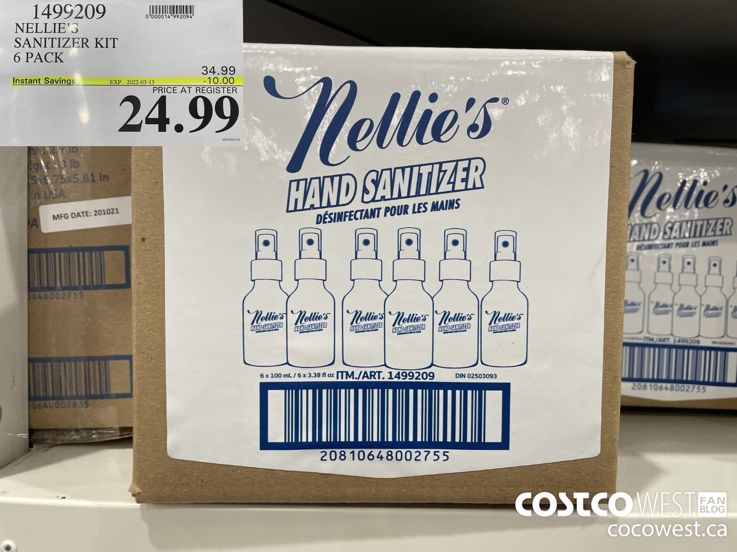 1499209 NELLIE’S SANITIZER KIT 6 PACK ($10.00 INSTANT SAVINGS EXPIRES ON 2022-03-13) $24.99
