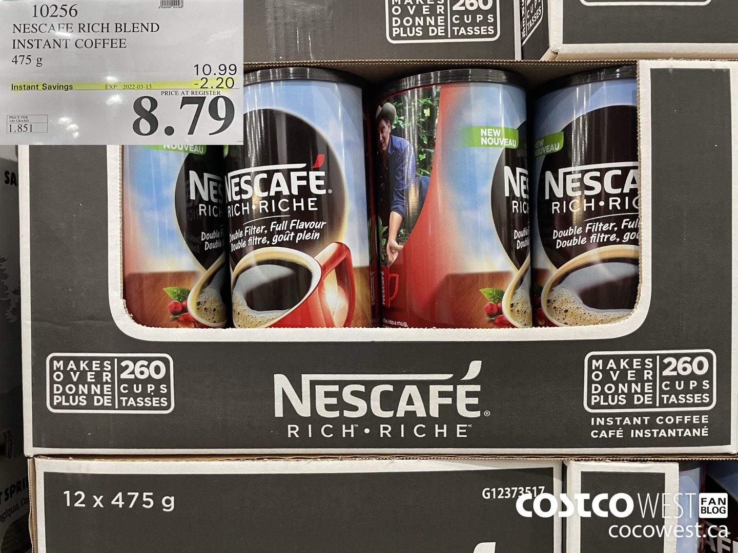 10256 NESCAFE RICH BLEND INSTANT COFFEE 475 g ($2.20 INSTANT SAVINGS EXPIRES ON 2022-03-13) $8.79
