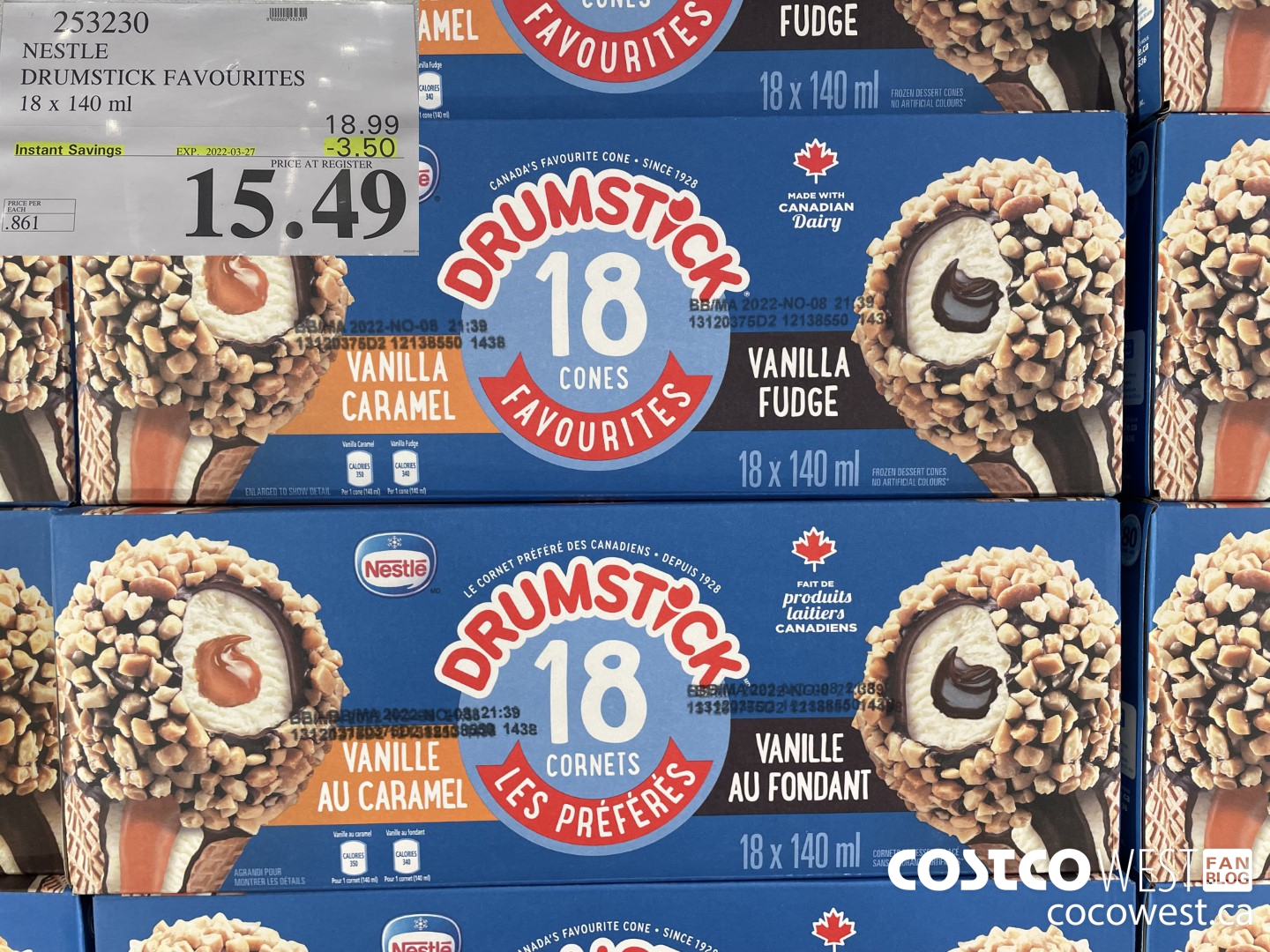 253230 NESTLE DRUMSTICK VARIETY PACK 18 x 140 ml ($3.50 INSTANT SAVINGS EXPIRES ON 2022-03-27) $15.49