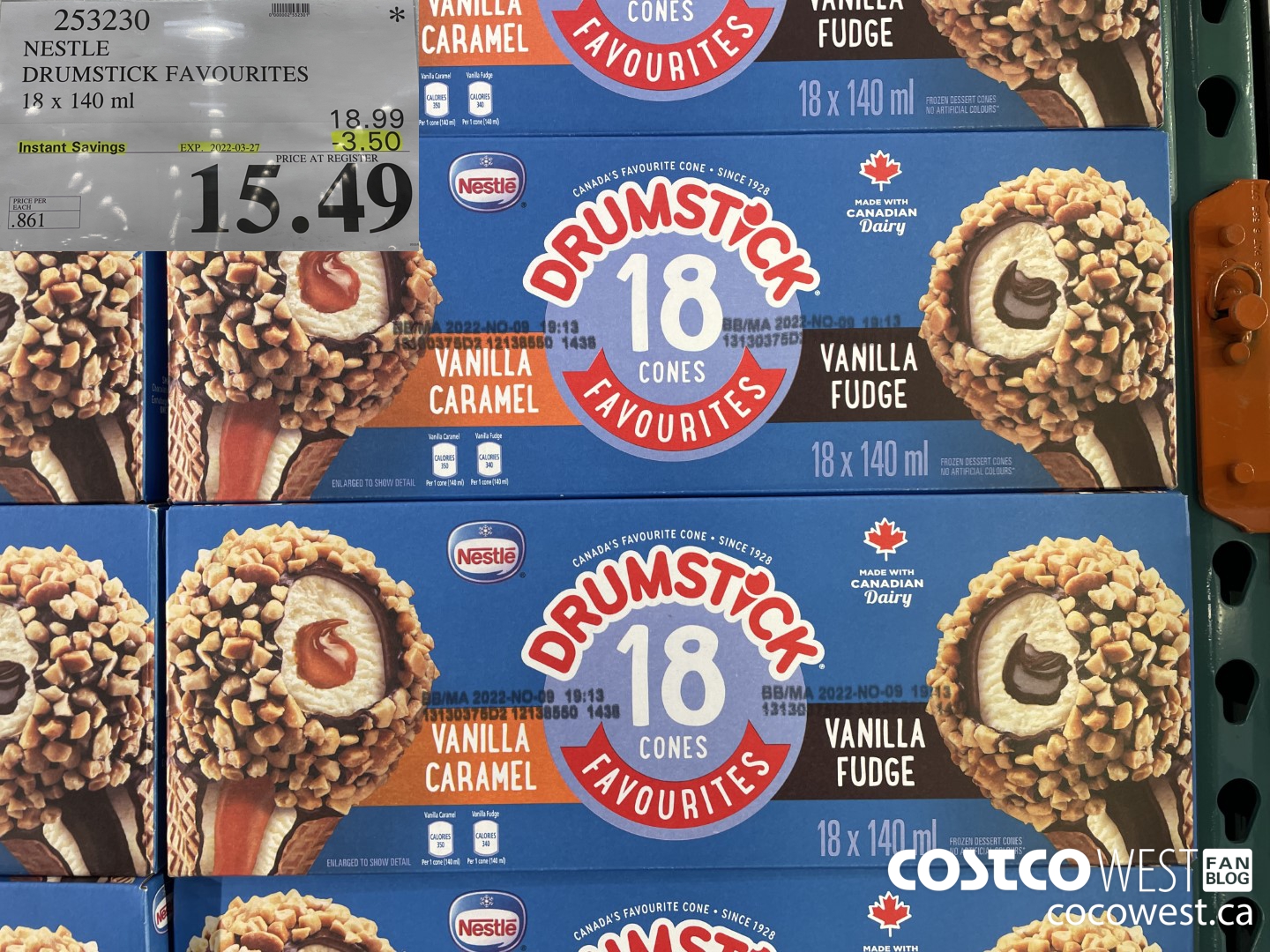 253230 NESTLE DRUMSTICK VARIETY PACK 18 x 140 ml ($3.50 INSTANT SAVINGS EXPIRES ON 2022-03-27) $15.49