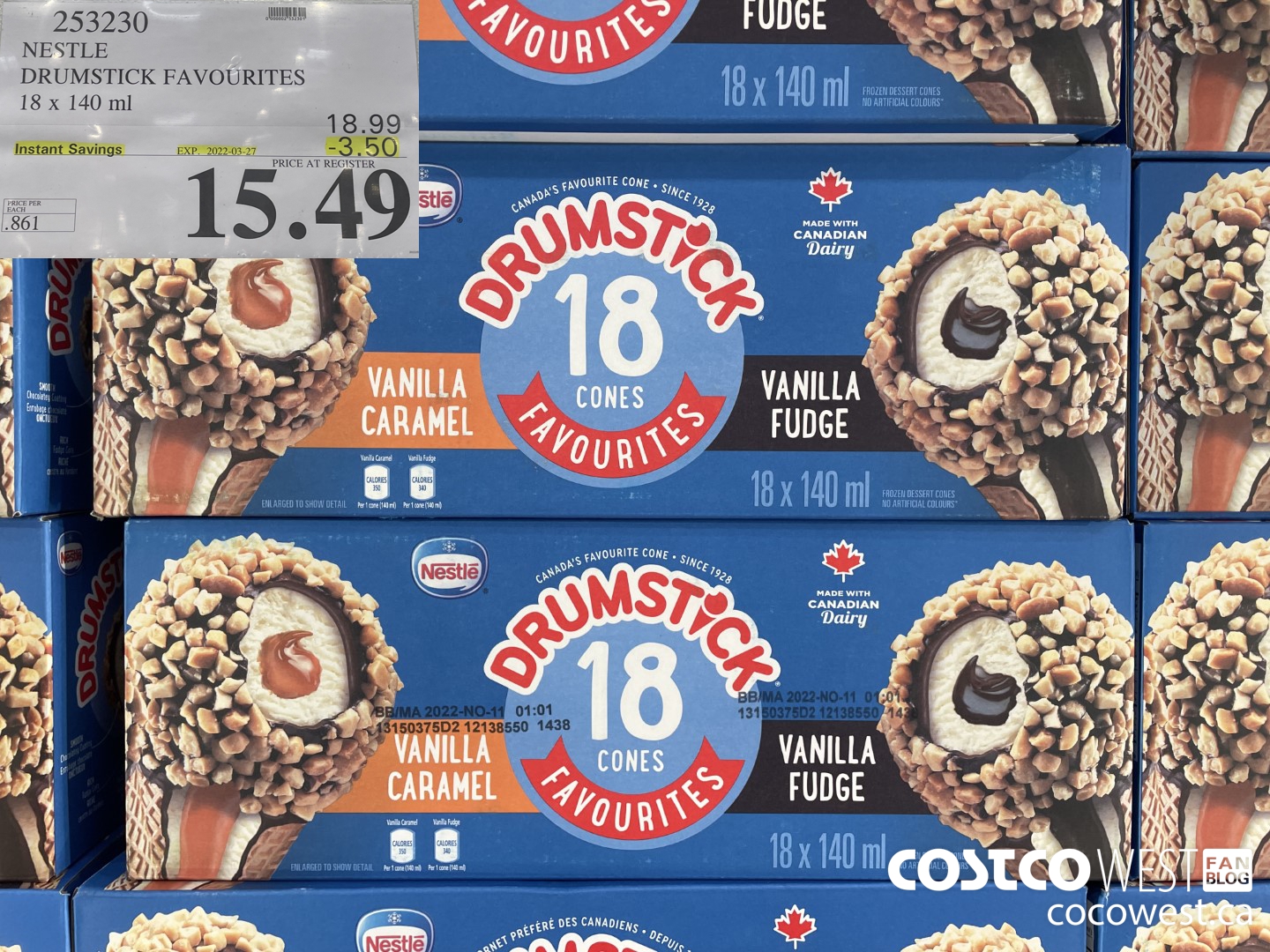 253230 NESTLE DRUMSTICK VARIETY PACK 18 x 140 ml ($3.50 INSTANT SAVINGS EXPIRES ON 2022-03-27) $15.49