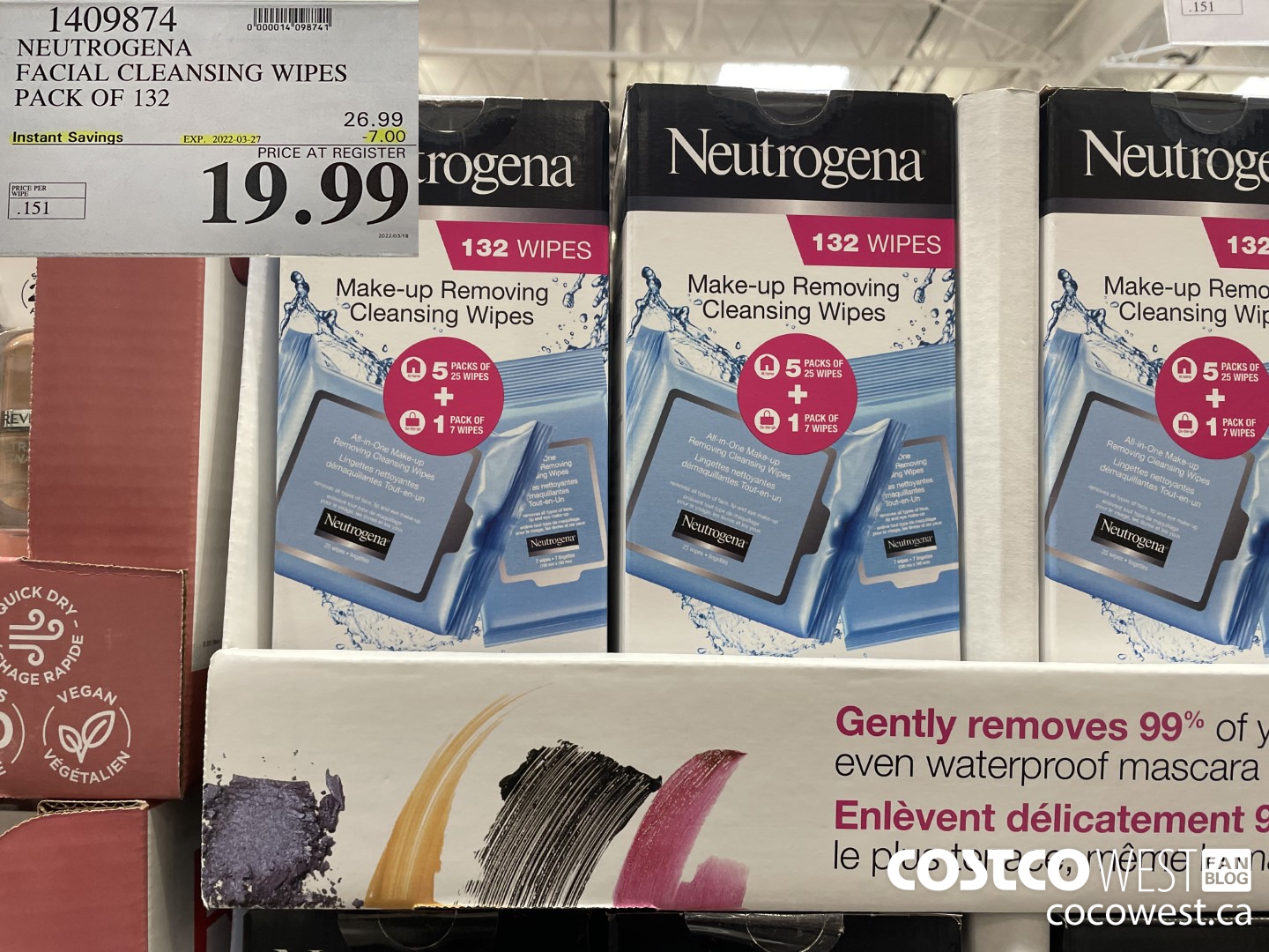 1409874 NEUTROGENA FACIAL CLEANSING WIPES PACK OF 132 ($7.00 INSTANT SAVINGS EXPIRES ON 2022-03-27) $19.99