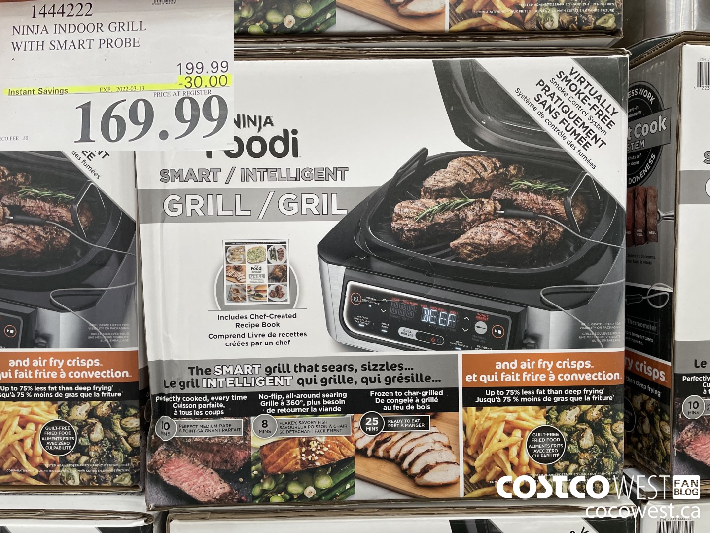 1444222 NINJA INDOOR GRILL WITH SMART PROBE ($30.00 INSTANT SAVINGS EXPIRES ON 2022-03-13) $169.99