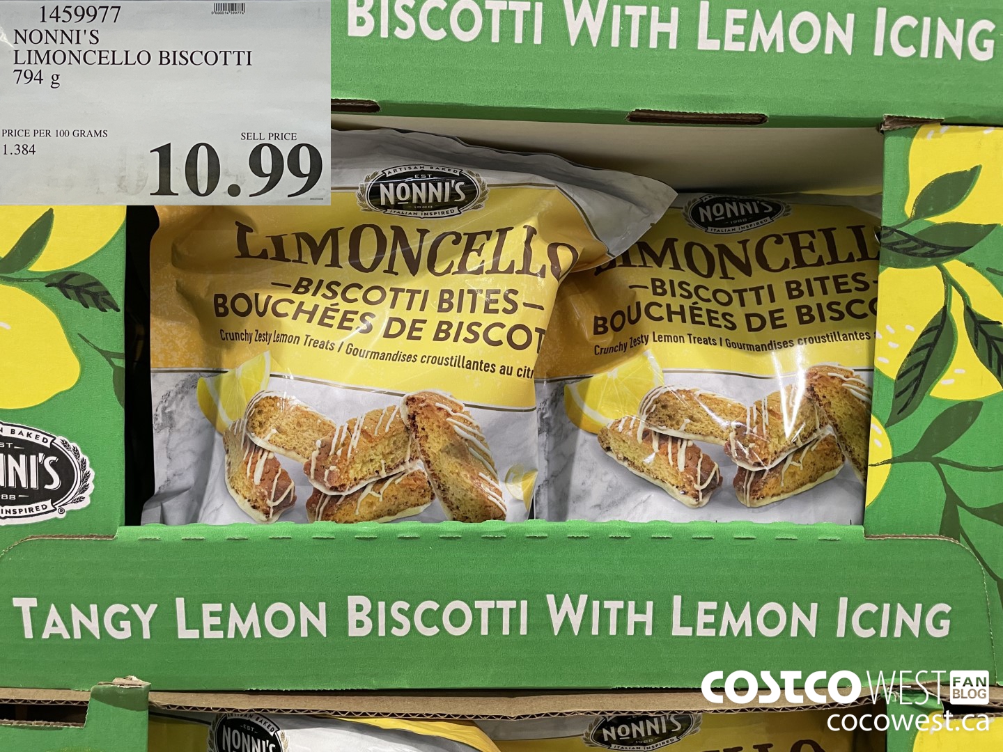 1459977 NONNI'S LIMONCELLO BISCOTTI 794 g  $10.99