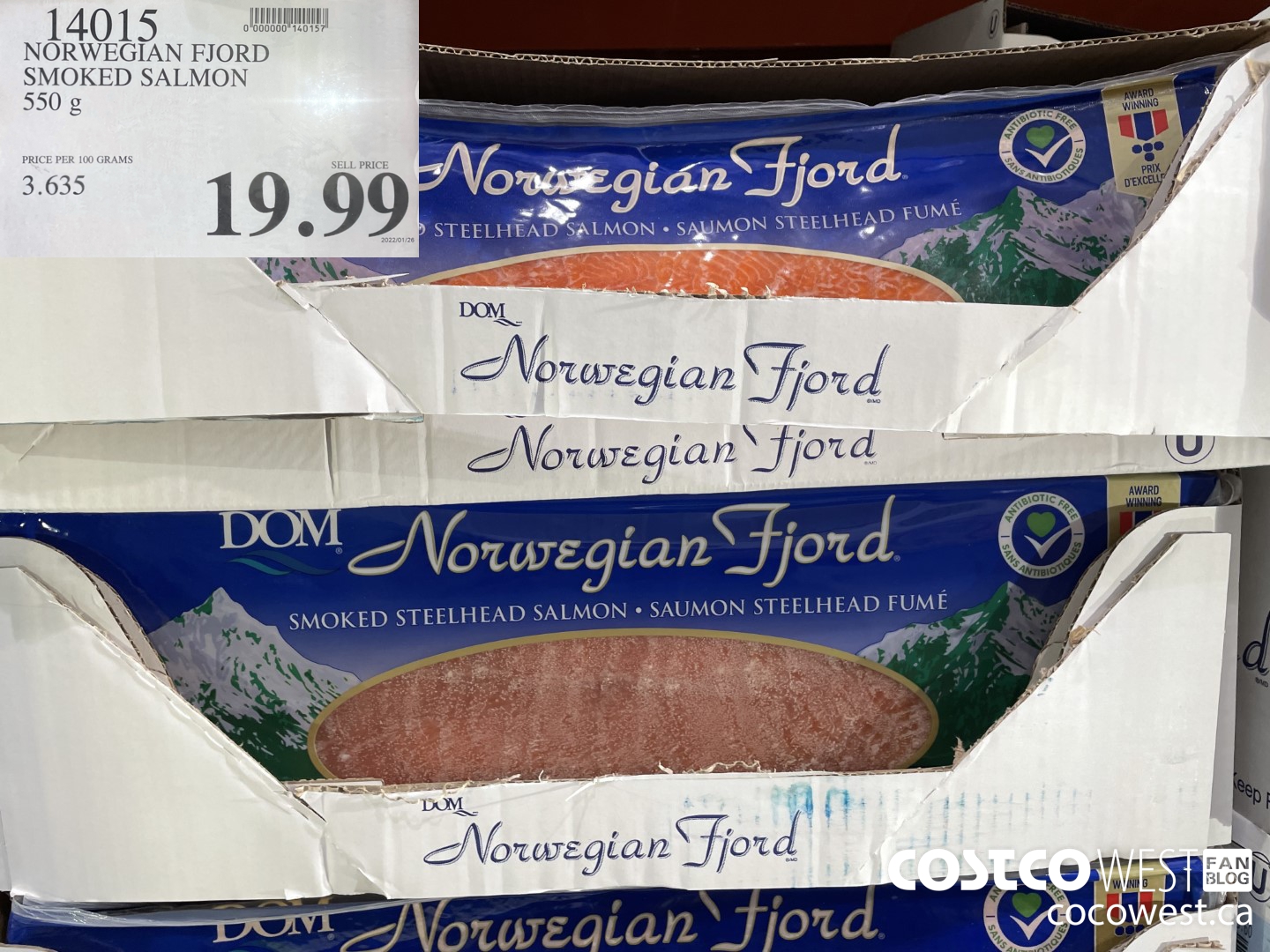 14015 NORWEGIAN FJORD SMOKED SALMON 550 g  $19.99