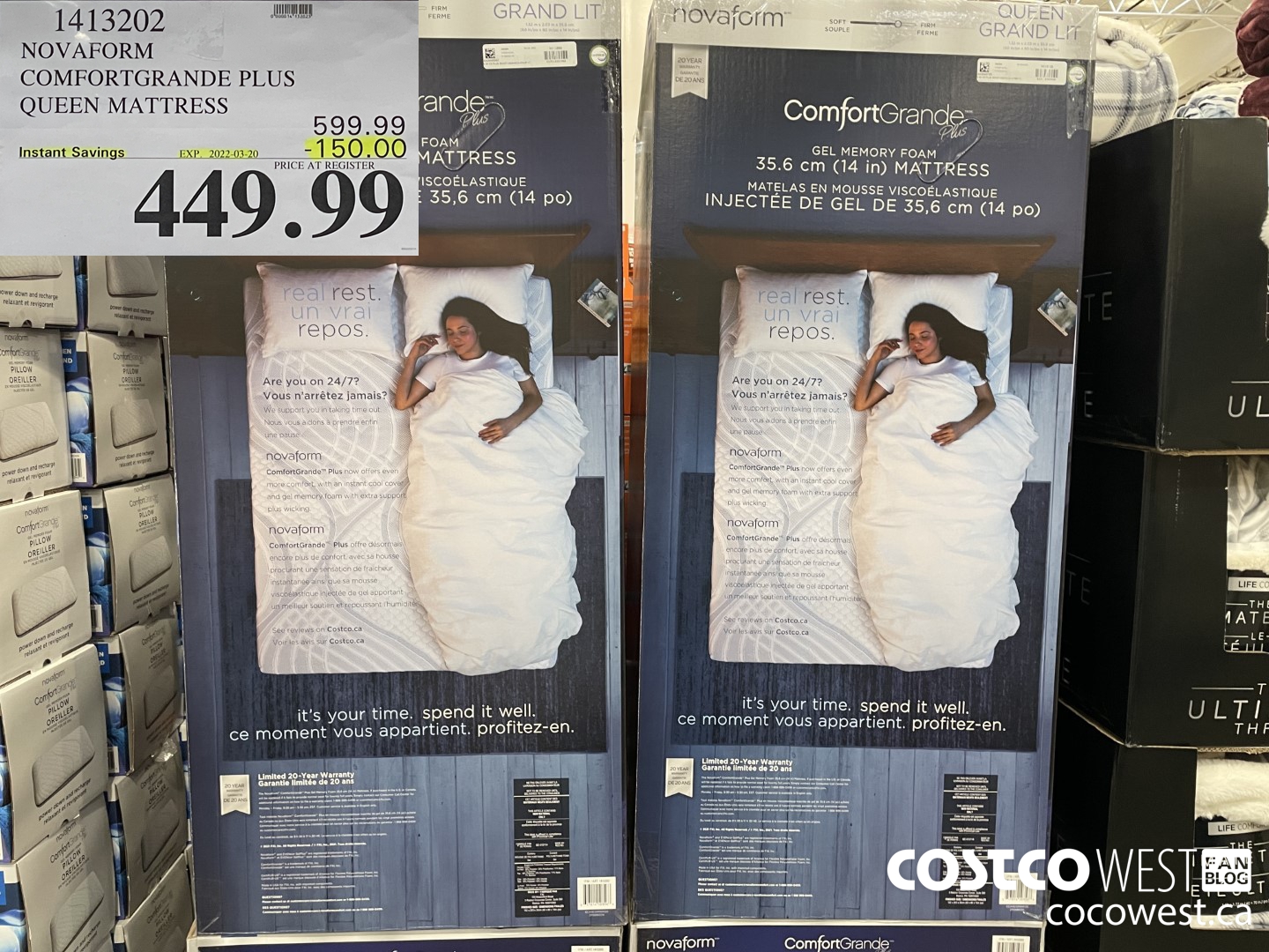 1413202 NOVAFORM COMFORTGRANDE PLUS QUEEN MATTRESS ($150.00 INSTANT SAVINGS EXPIRES ON 2022-03-20) $449.99