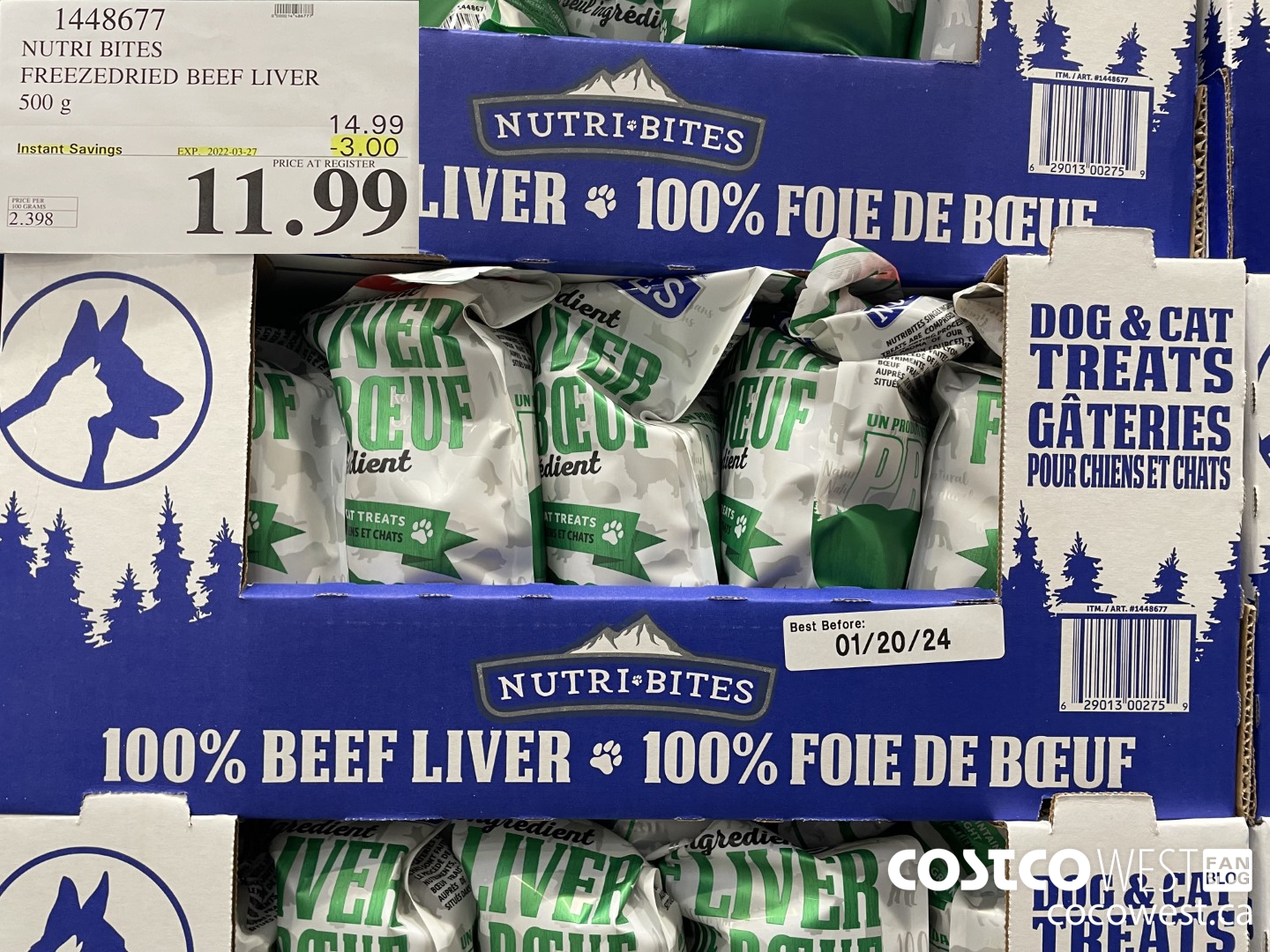 1448677 NUTRI BITES FREEZEDRIED BEEF LIVER 500 g ($3.00 INSTANT SAVINGS EXPIRES ON 2022-03-27) $11.99
