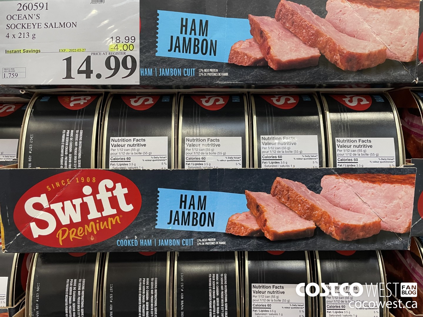 260591 OCEAN'S SOCKEYE SALMON 4 x 213 g  ($4.00 INSTANT SAVINGS EXPIRES ON 2022-03-27) $14.99