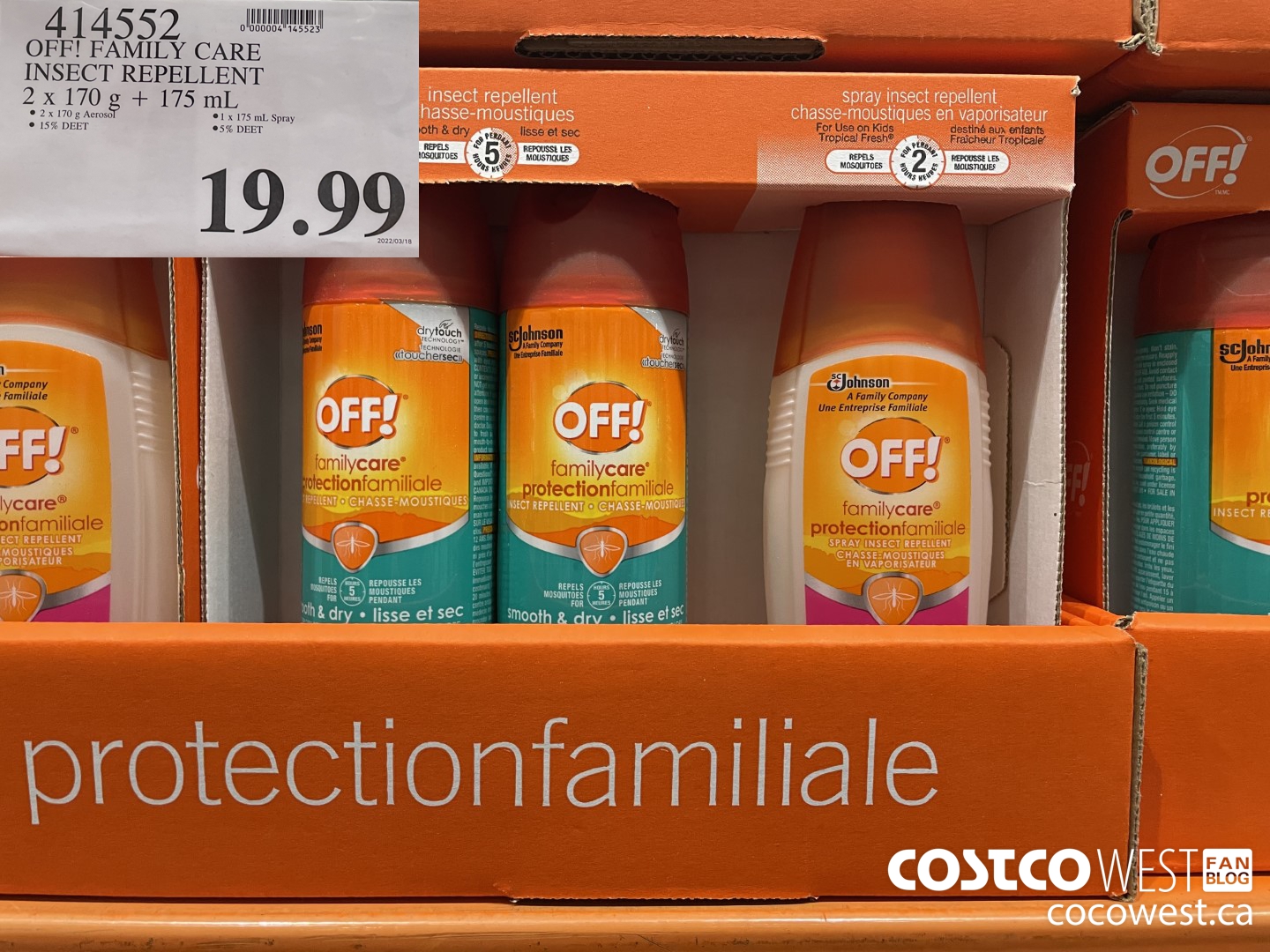 414552 OFF! FAMILY CARE INSECT REPELLENT 2 x 170 g + 175 mL  $19.99