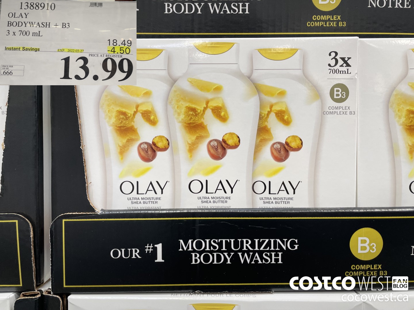 1388910 OLAY BODYWASH + B3 3 x 700 mL ($4.50 INSTANT SAVINGS EXPIRES ON 2022-03-27) $13.99