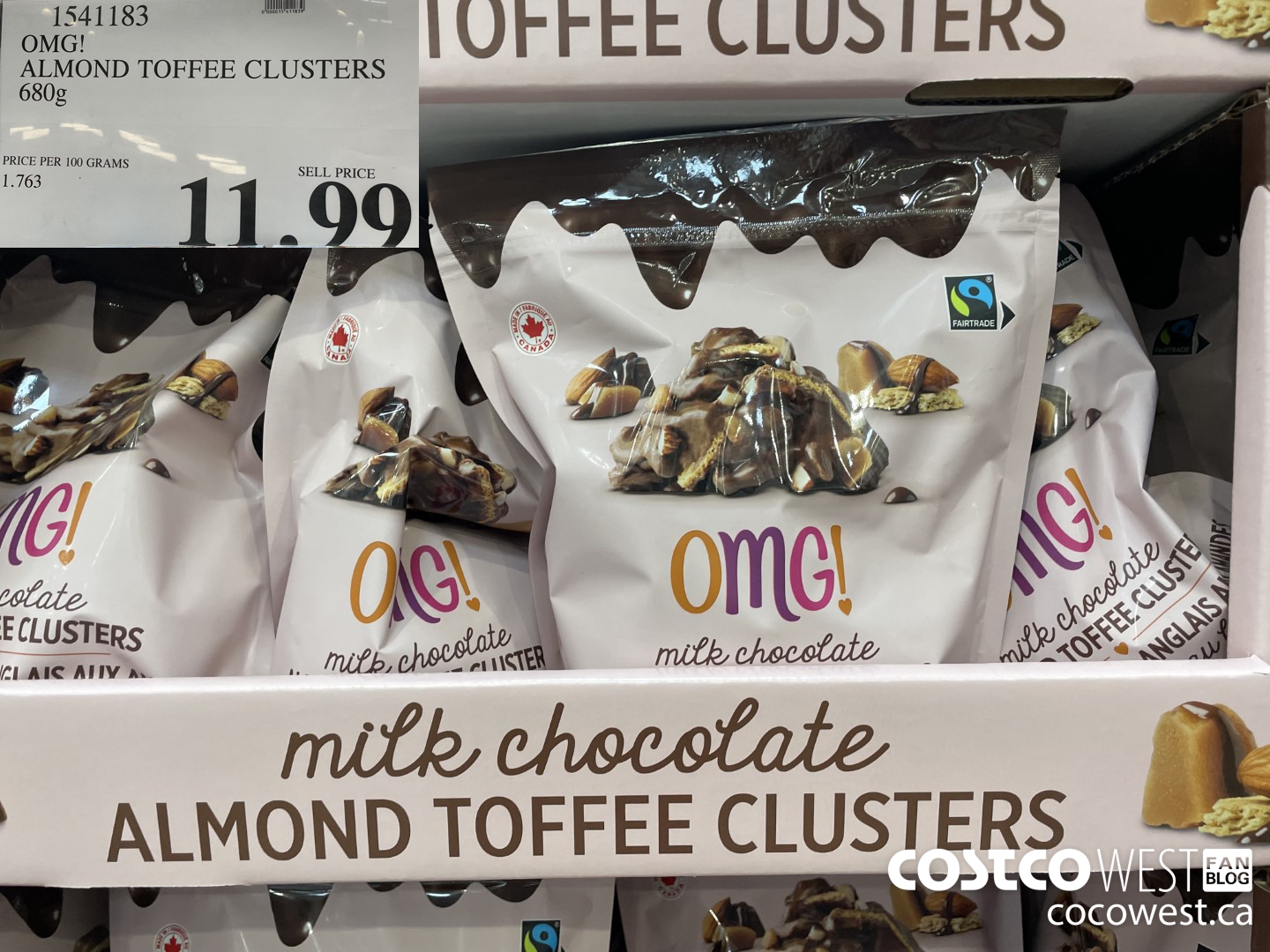 1541183 OMG! ALMOND TOFFEE CLUSTERS 680g  $11.99
