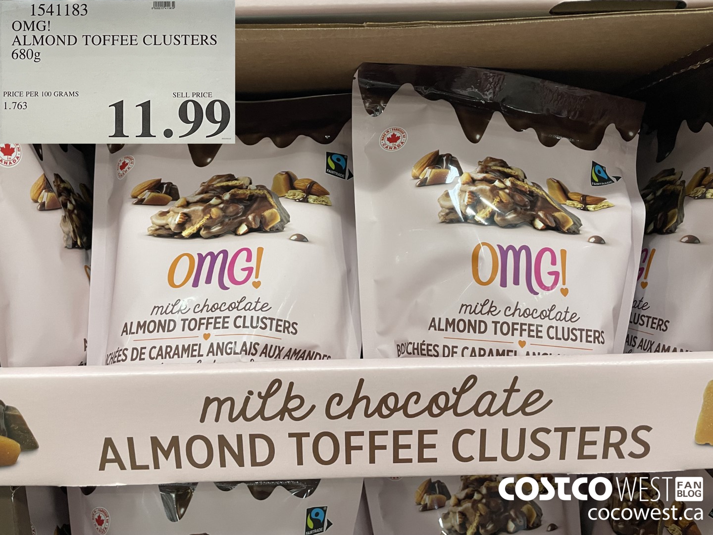 1541183 OMG! ALMOND TOFFEE CLUSTERS 680g  $11.99