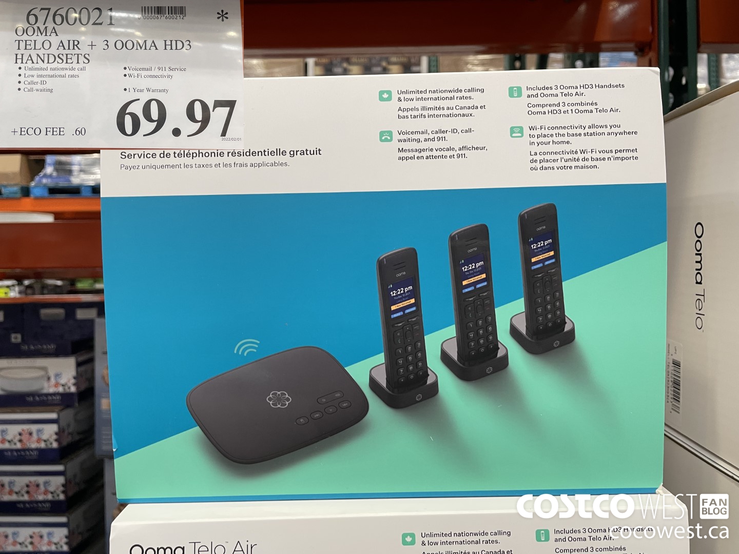 6760021 OOMA TELO AIR + 3 OOMA HD3 HANDSETS $69.97