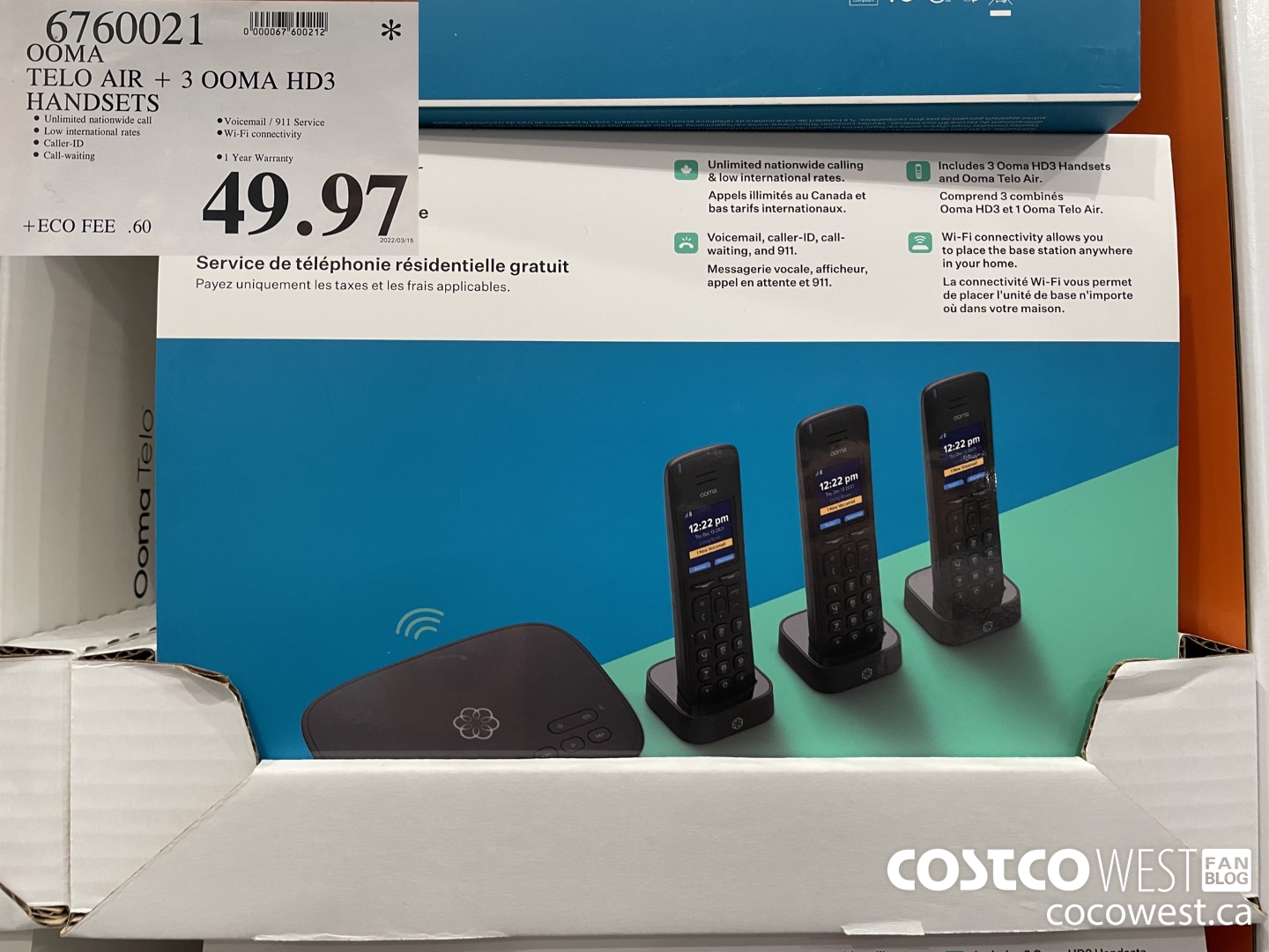 6760021 OOMA TELO AIR + 3 OOMA HD3 HANDSETS $49.97