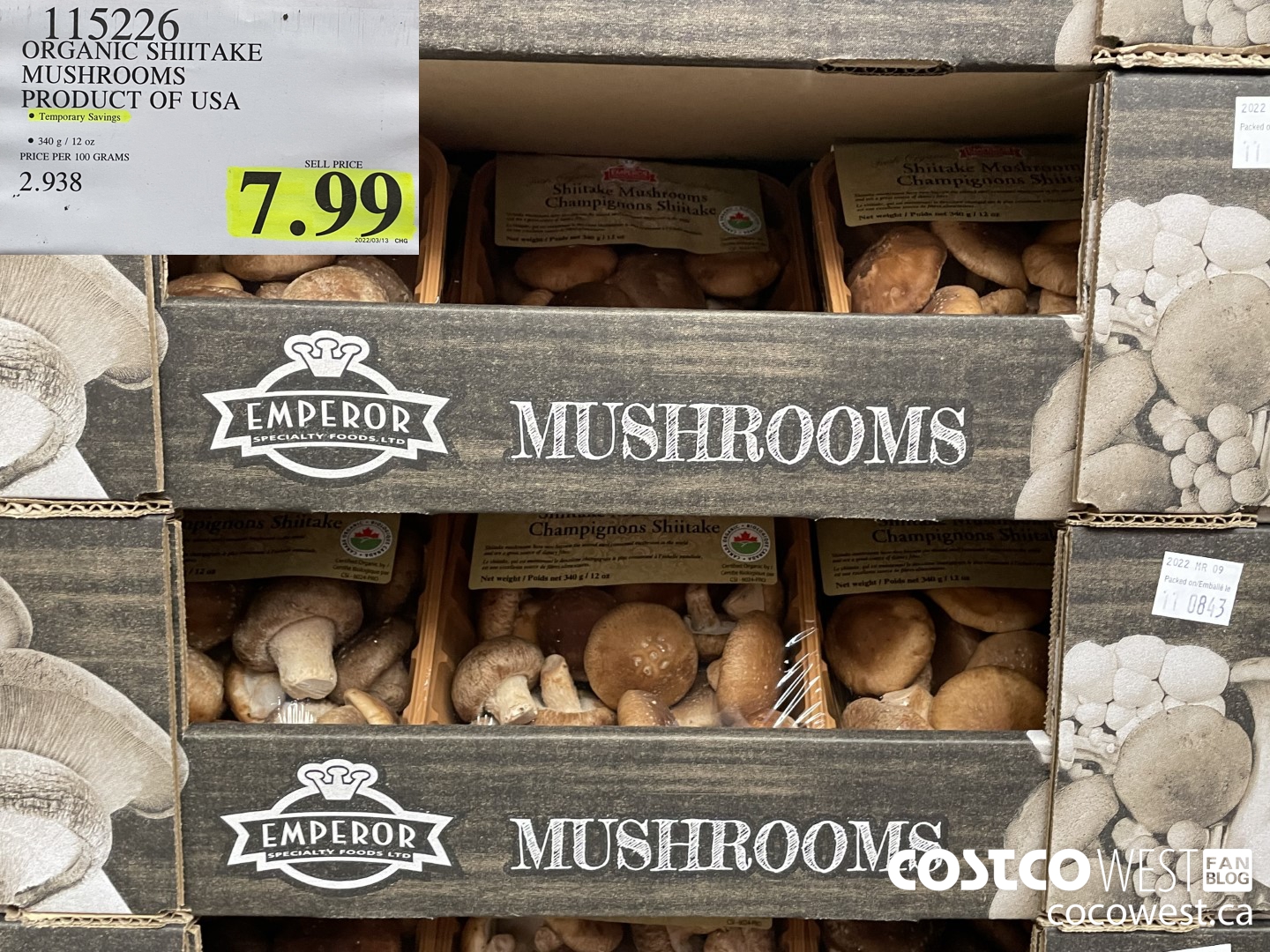 115226 ORGANIC SHIITAKE MUSHROOMS PRODUCT OF USA $7.99