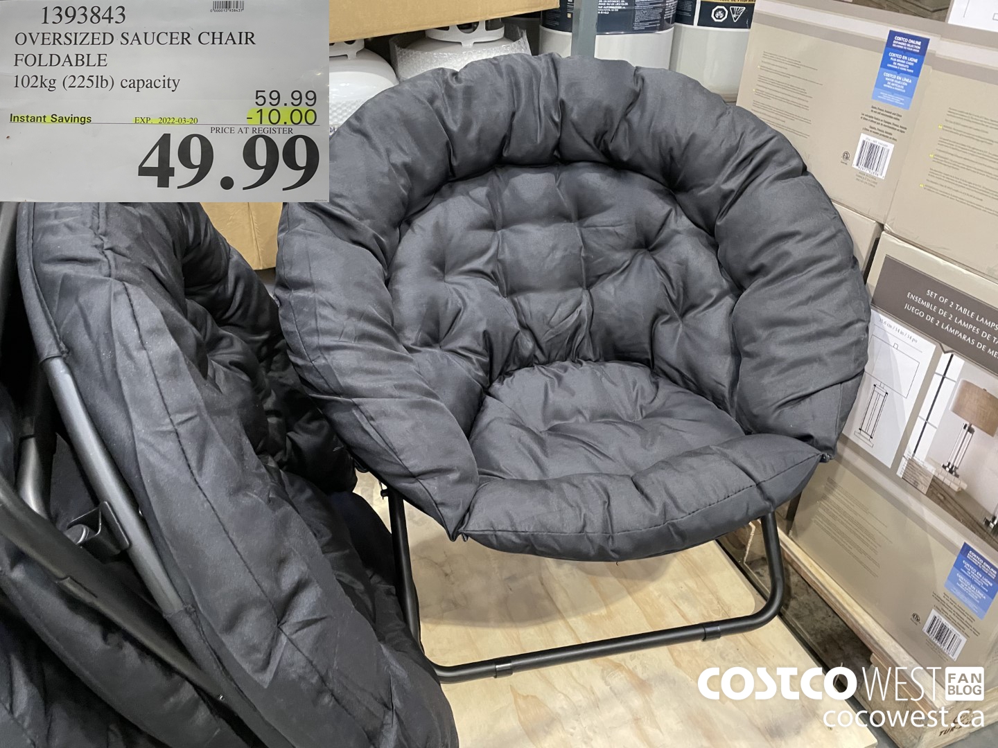1393843 OVERSIZED SAUCER CHAIR FOLDABLE 102kg (225lb) capacity ($10.00 INSTANT SAVINGS EXPIRES ON 2022-03-20) $49.99