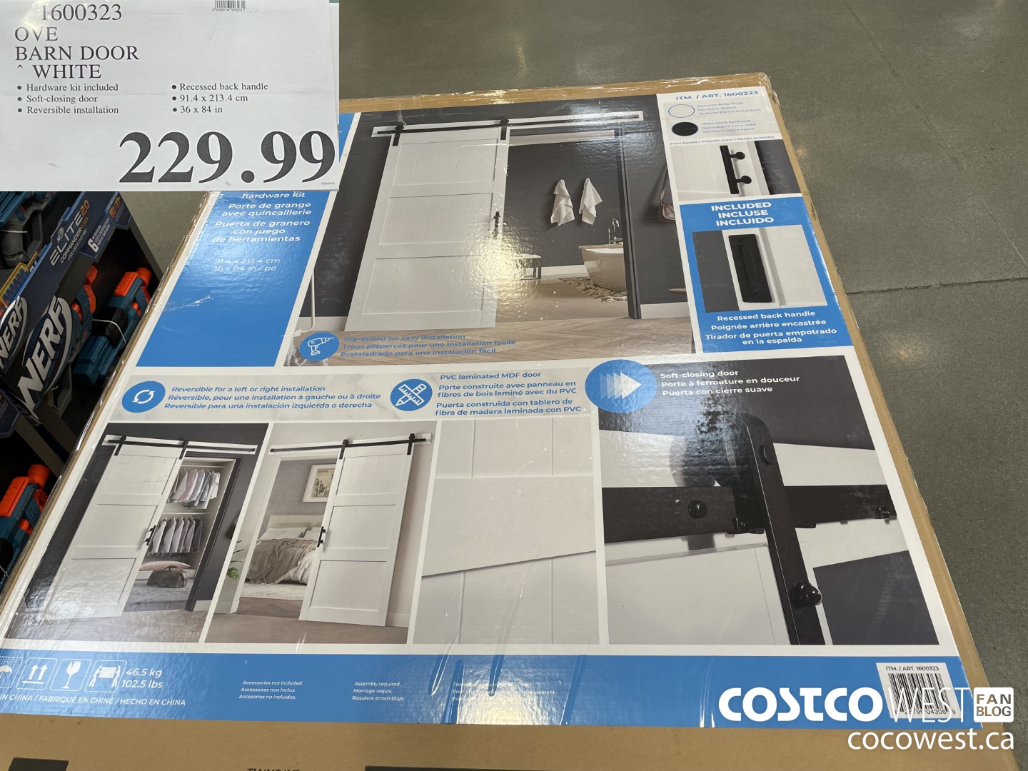 1600323 OVE BARN DOOR WHITE  $229.99