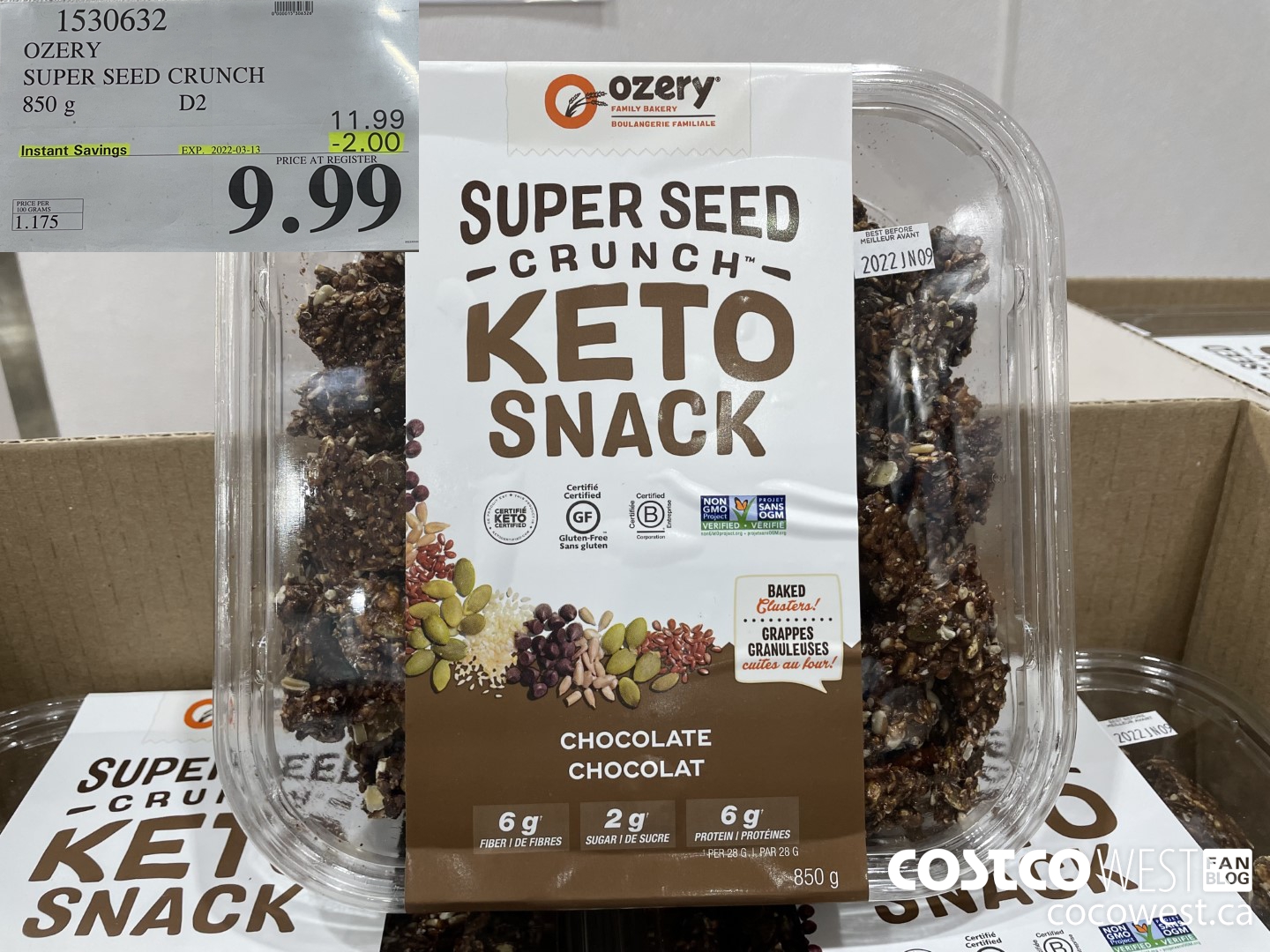 1530632 OZERY SUPER SEED CRUNCH 850 g D2 ($2.00 INSTANT SAVINGS EXPIRES ON 2022-03-13) $9.99