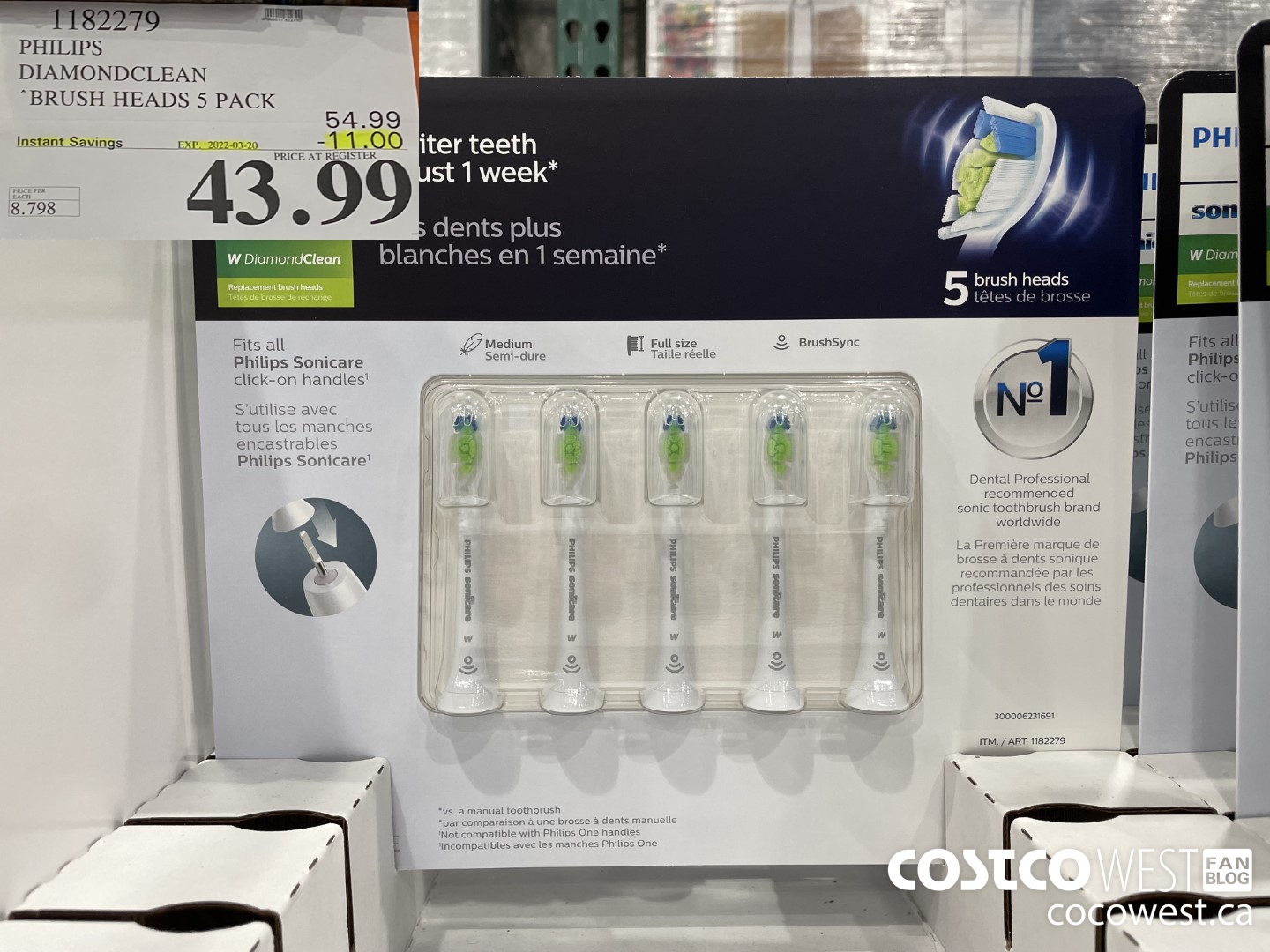 1182279 PHILIPS DIAMONDCLEAN BRUSH HEADS 5 PACK ($11.00 INSTANT SAVINGS EXPIRES ON 2022-03-20) $43.99