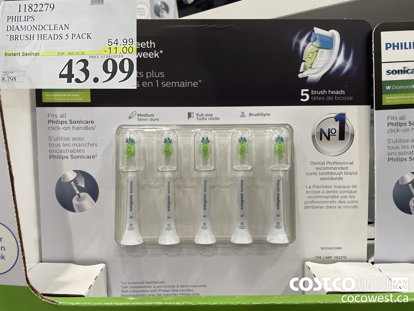 1182279 PHILIPS DIAMONDCLEAN BRUSH HEADS 5 PACK ($11.00 INSTANT SAVINGS EXPIRES ON 2022-03-20) $43.99