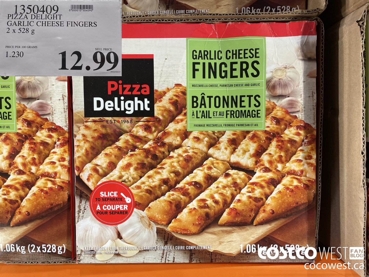 1350409 PIZZA DELIGHT GARLIC CHEESE FINGERS 2 x 528 g $12.99