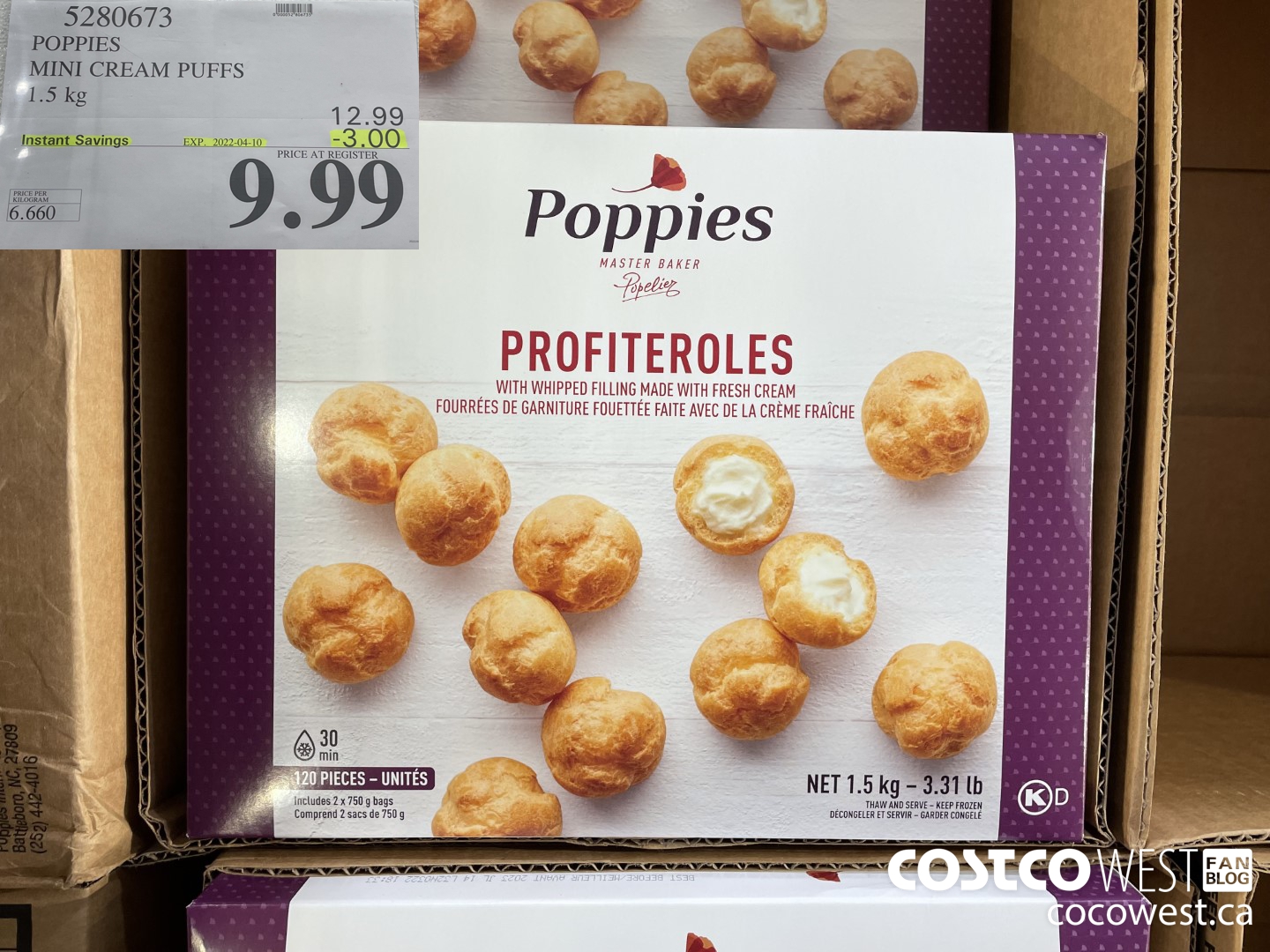 5280673 POPPIES MINI CREAM PUFFS 1.5 kg ($3.00 INSTANT SAVINGS EXPIRES ON 2022-04-10) $9.99
