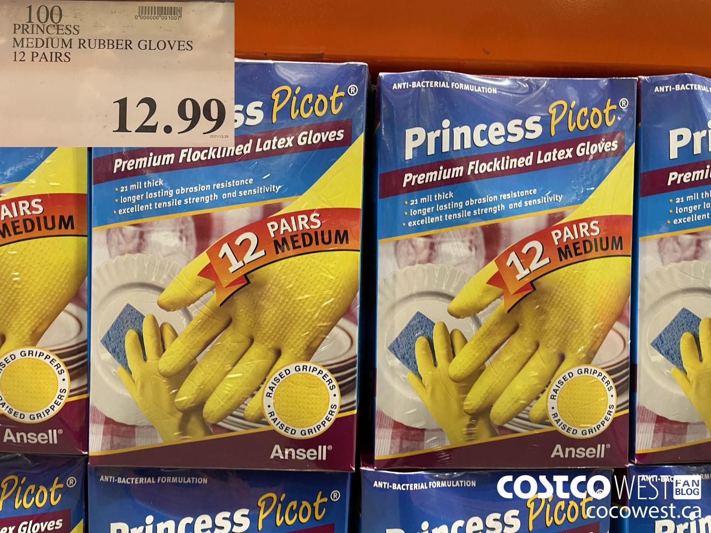 100 PRINCESS MEDIUM RUBBER GLOVES 12 PAIRS  $12.99