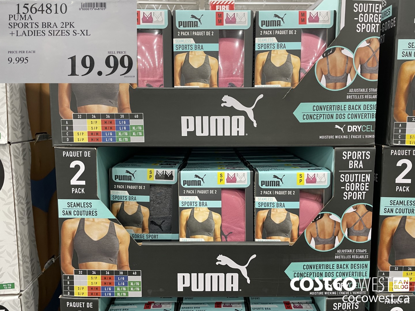 1564810 PUMA SPORTS BRA 2PK LADIES SIZES S-XL $19.99