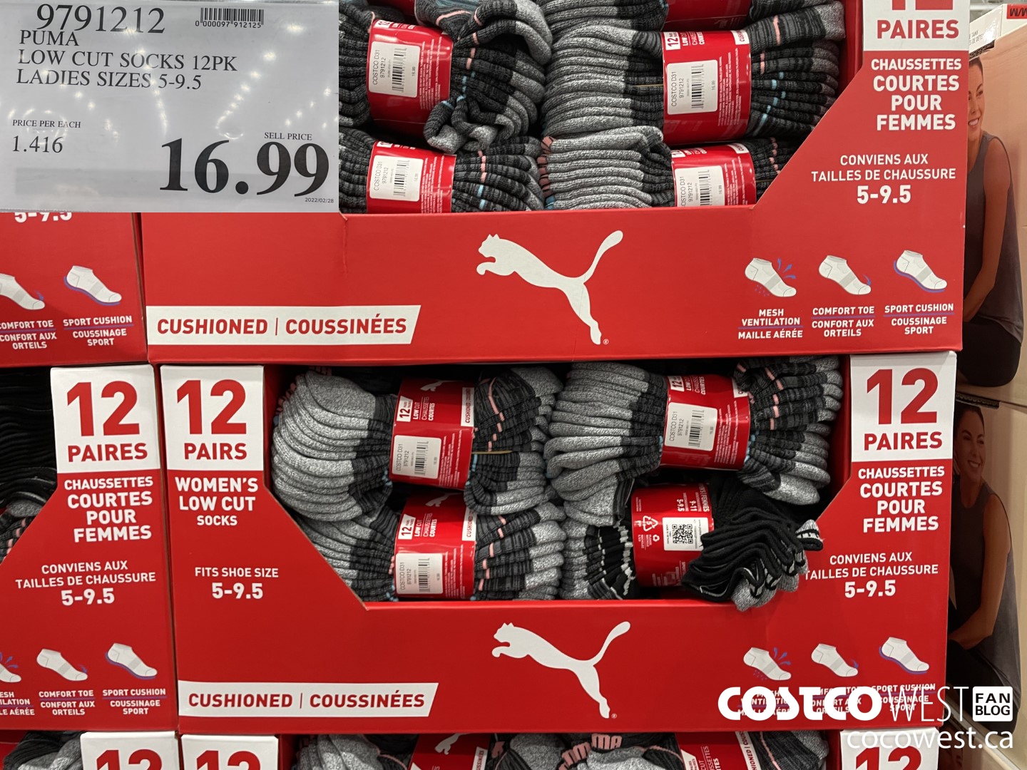 9791212 PUMA LOW CUT SOCKS 12PK LADIES SIZES 5-9.5 $16.99