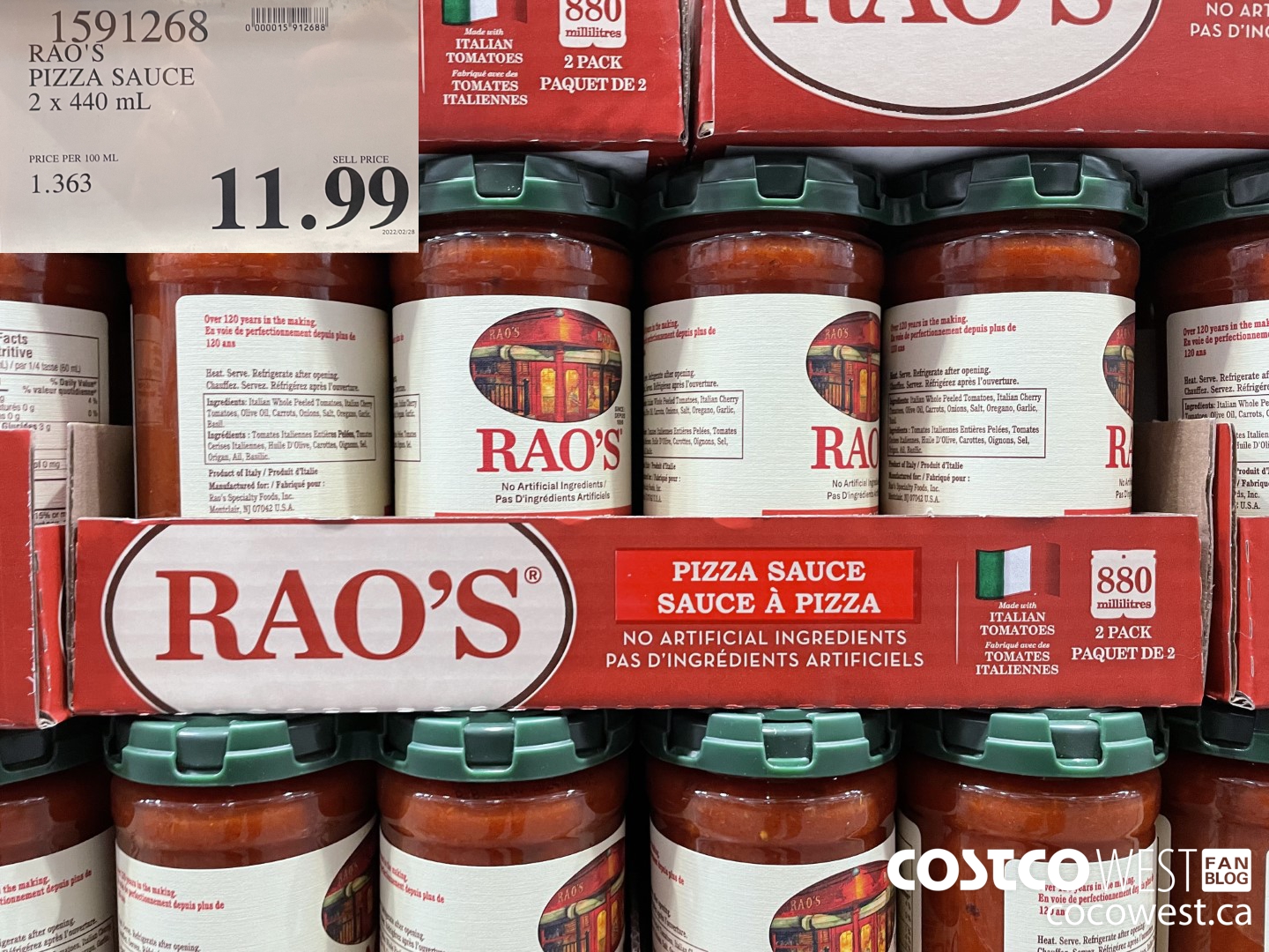 1591268 RAO'S PIZZA SAUCE 2 x 440 mL $11.99