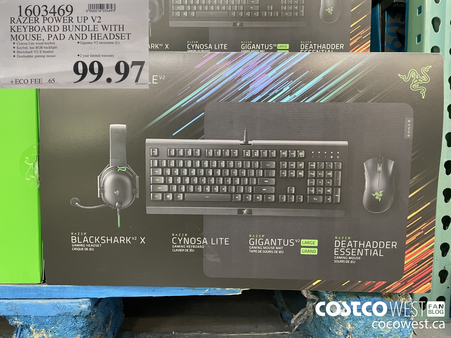 1603469 RAZER POWER UP V2 KEYBOARD BUNDLE WITH MOUSE, PAD AND HEADSET  $99.97