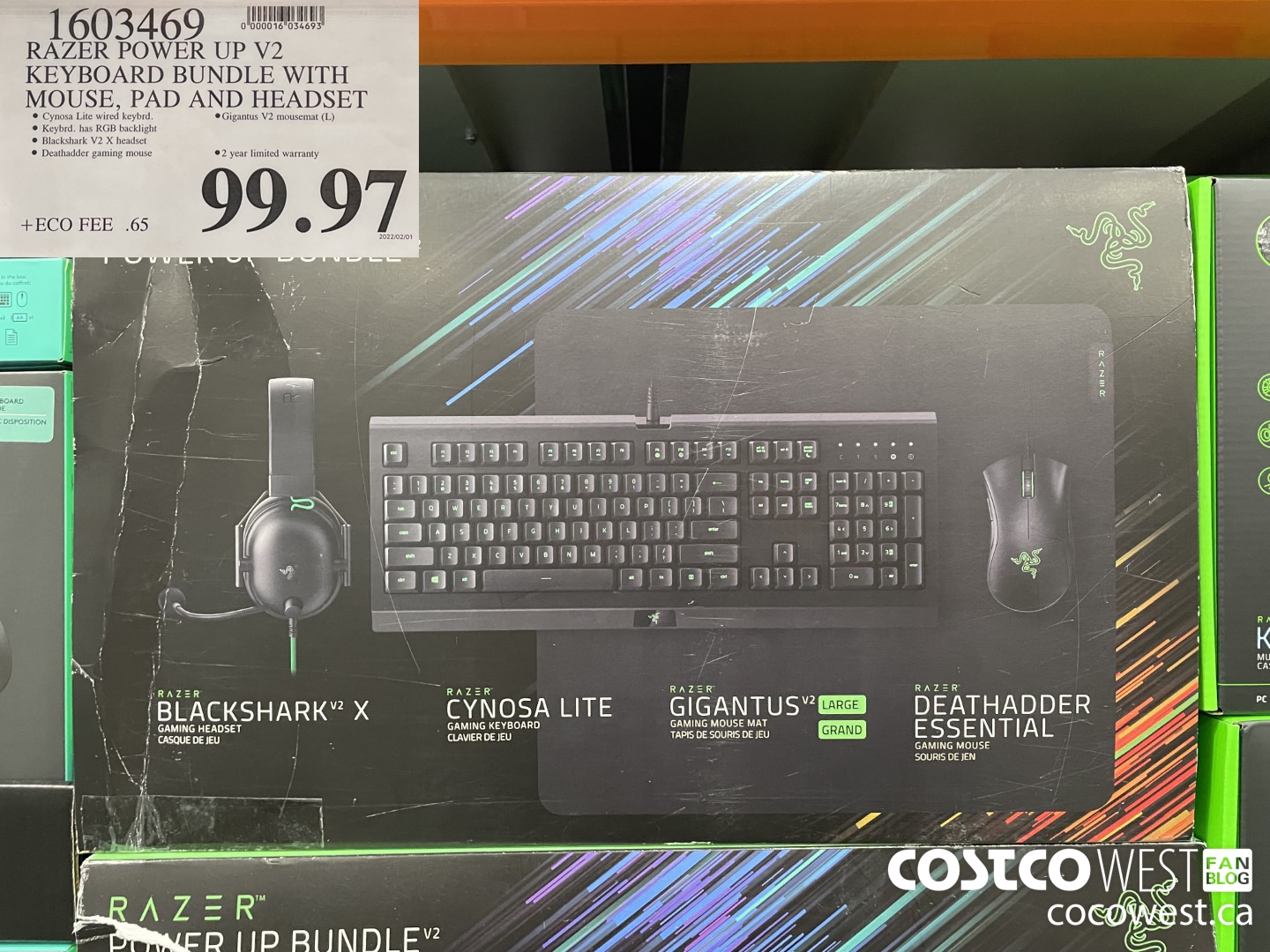 1603469 RAZER POWER UP V2 KEYBOARD BUNDLE WITH MOUSE, PAD AND HEADSET  $99.97
