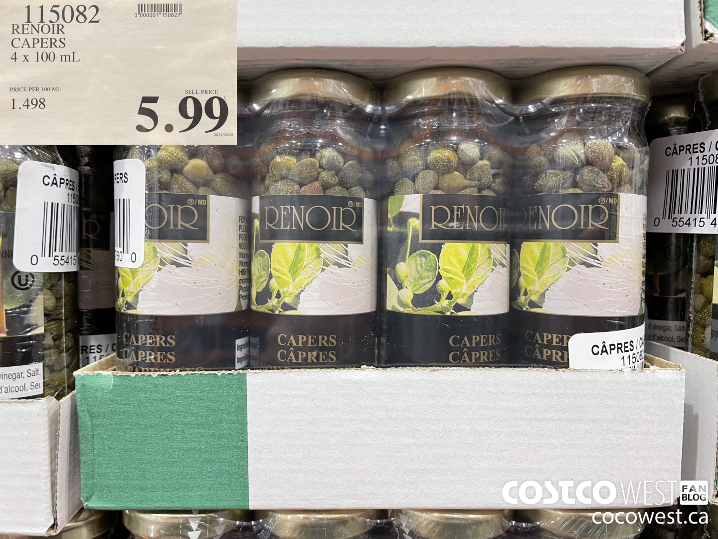 115082 RENOIR CAPERS 4 X 100 ML $5.99