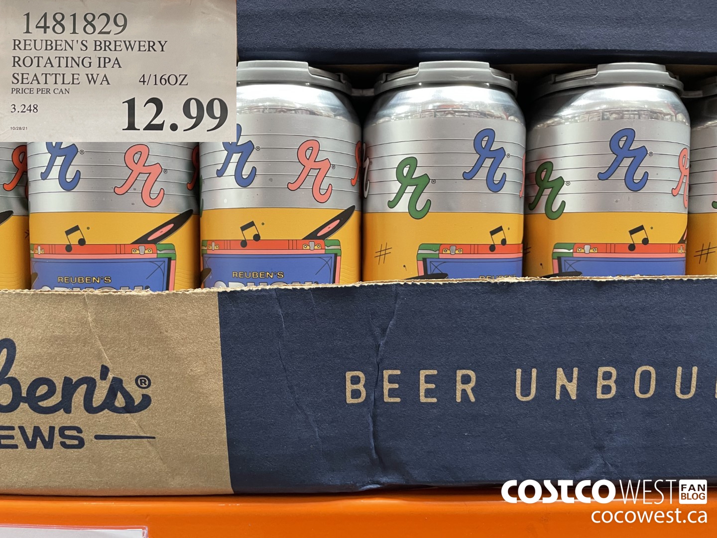 1481829 REUBEN'S BREWERY ROTATING IPA SEATTLE WA 4/16OZ  $12.99