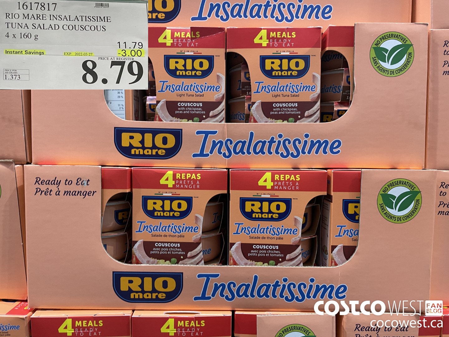 1617817 RIO MARE INSALATISSIME TUNA SALAD COUSCOUS 4 x 160 g ($3.00 INSTANT SAVINGS EXPIRES ON 2022-03-27) $8.79