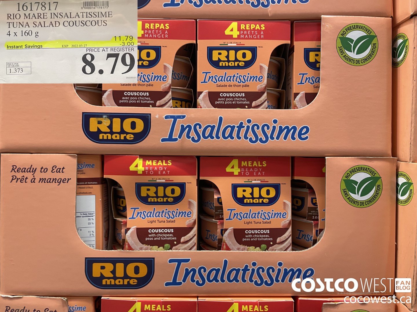 1617817 RIO MARE INSALATISSIME TUNA SALAD COUSCOUS 4 x 160 g ($3.00 INSTANT SAVINGS EXPIRES ON 2022-03-27) $8.79
