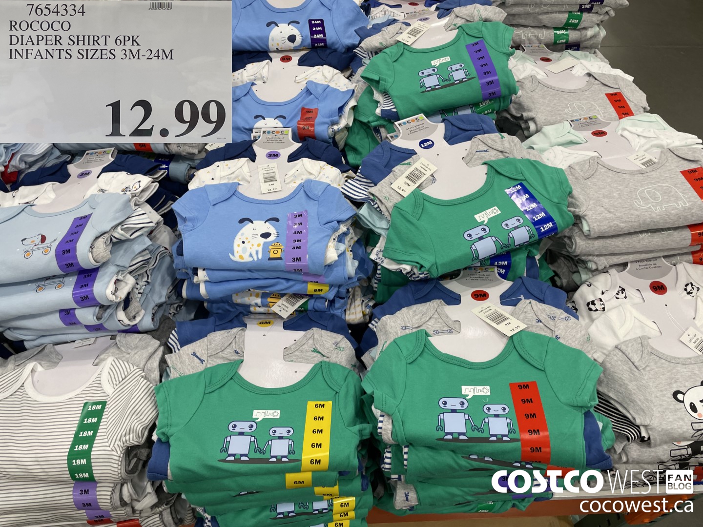 7654334 ROCOCO DIAPER SHIRT 6PK INFANTS SIZES 3M-24M  $12.99