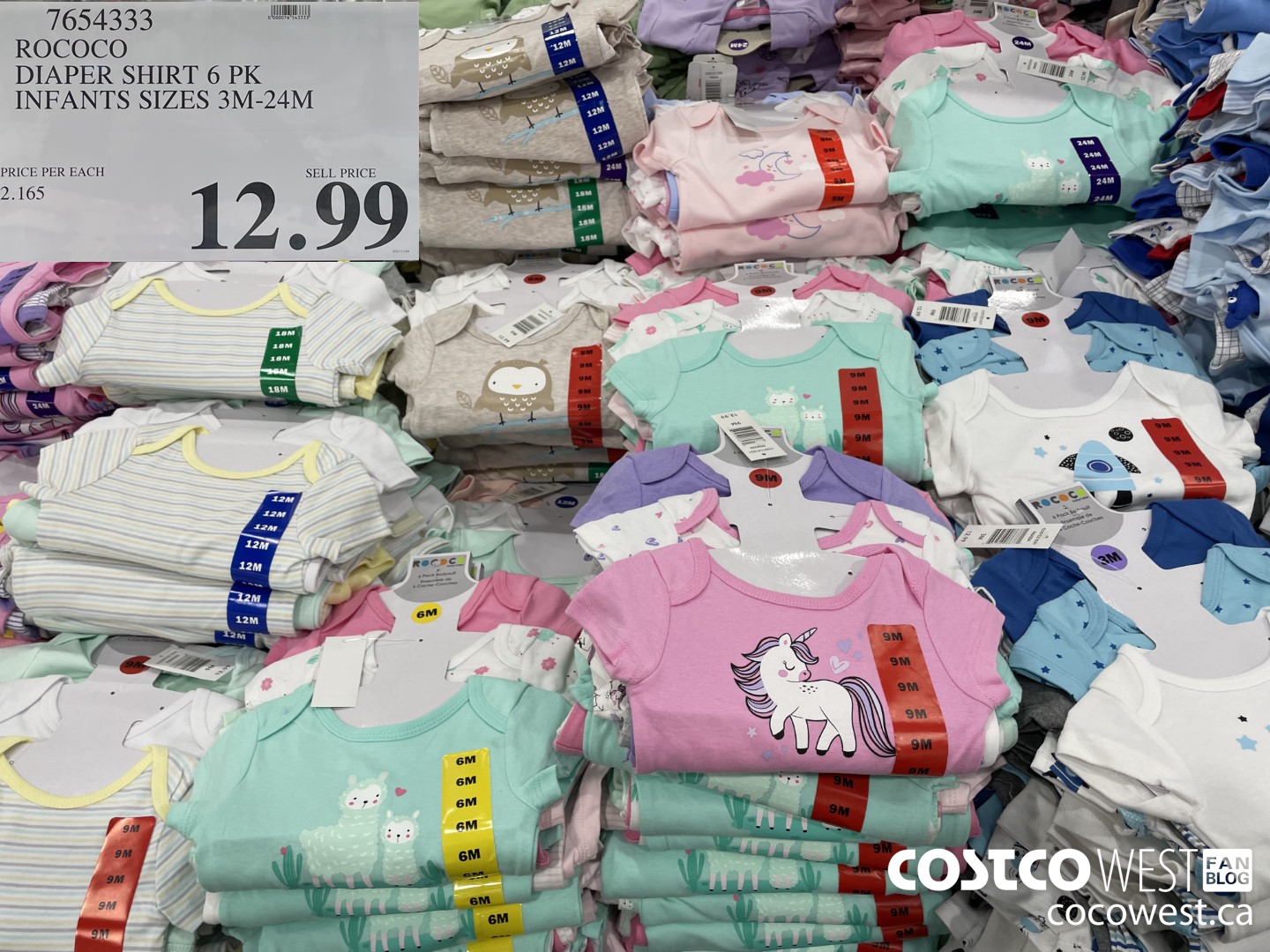 7654333 ROCOCO DIAPER SHIRT 6 PK INFANTS SIZES 3M-24M $12.99