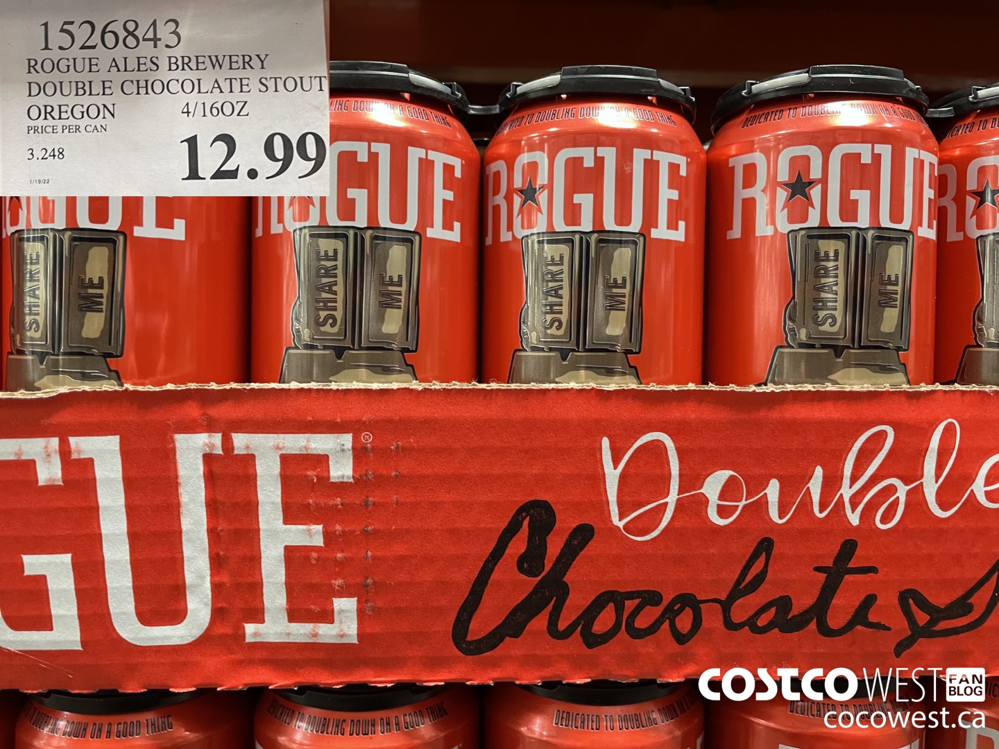 1526843 ROGUE ALES BREWERY DOUBLE CHOCOLATE STOUT OREGON 4/16OZ  $12.99