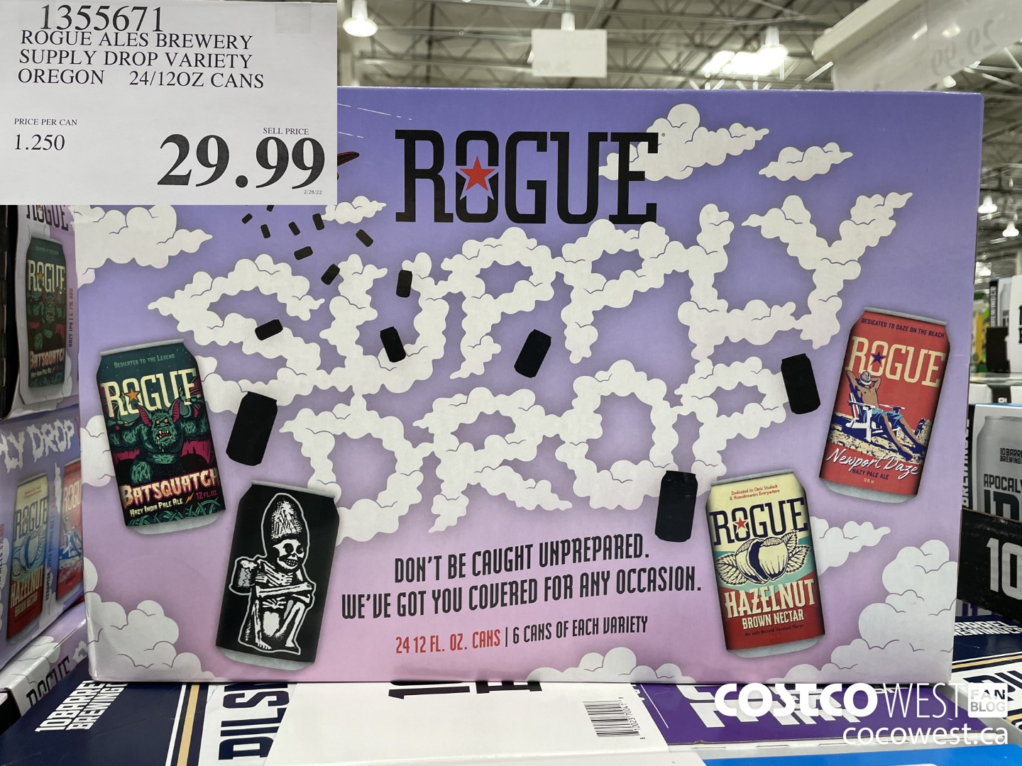 1355671 ROGUE ALES BREWERY SUPPLY DROP VARIETY OREGON 24/120Z CANS $29.99