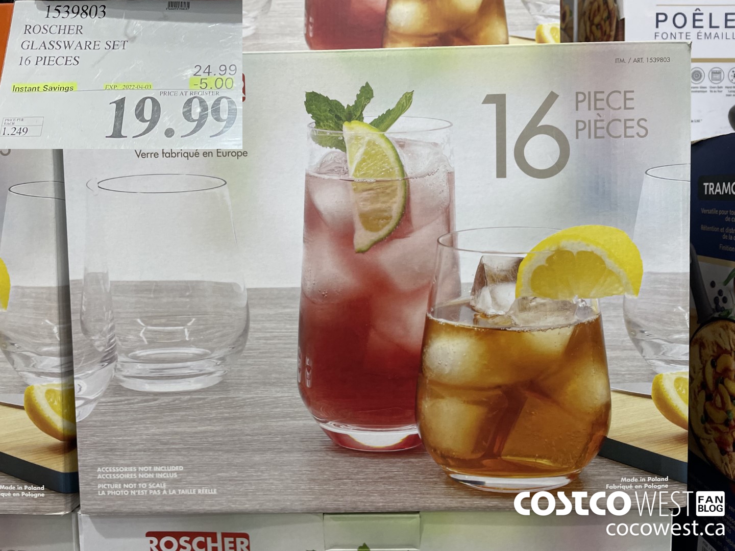 1539803 ROSCHER GLASSWARE SET 16 PIECES ($5.00 INSTANT SAVINGS EXPIRES ON 2022-04-03) $19.99