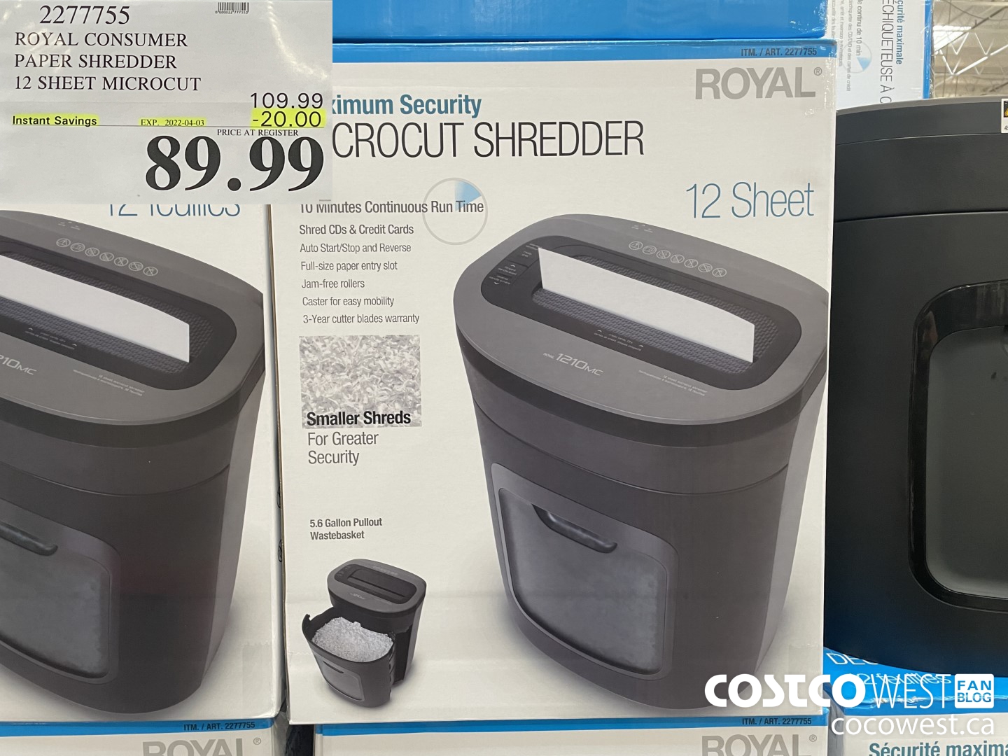 2277755 ROYAL CONSUMER PAPER SHREDDER 12 SHEET MICROCUT ($20.00 INSTANT SAVINGS EXPIRES ON 2022-04-03) $89.99