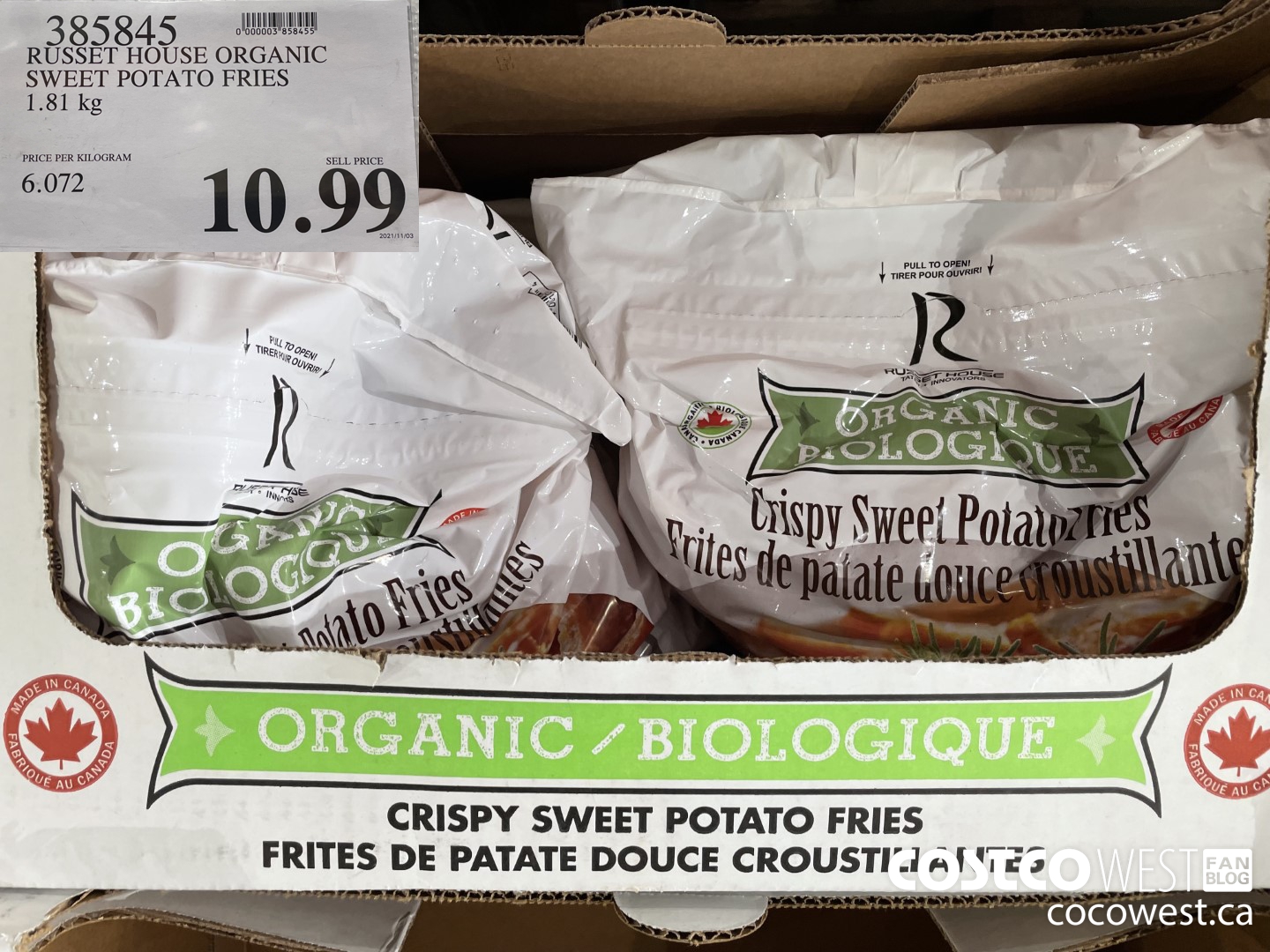 385845 RUSSET HOUSE ORGANIC SWEET POTATO FRIES 1.81 kg $10.99