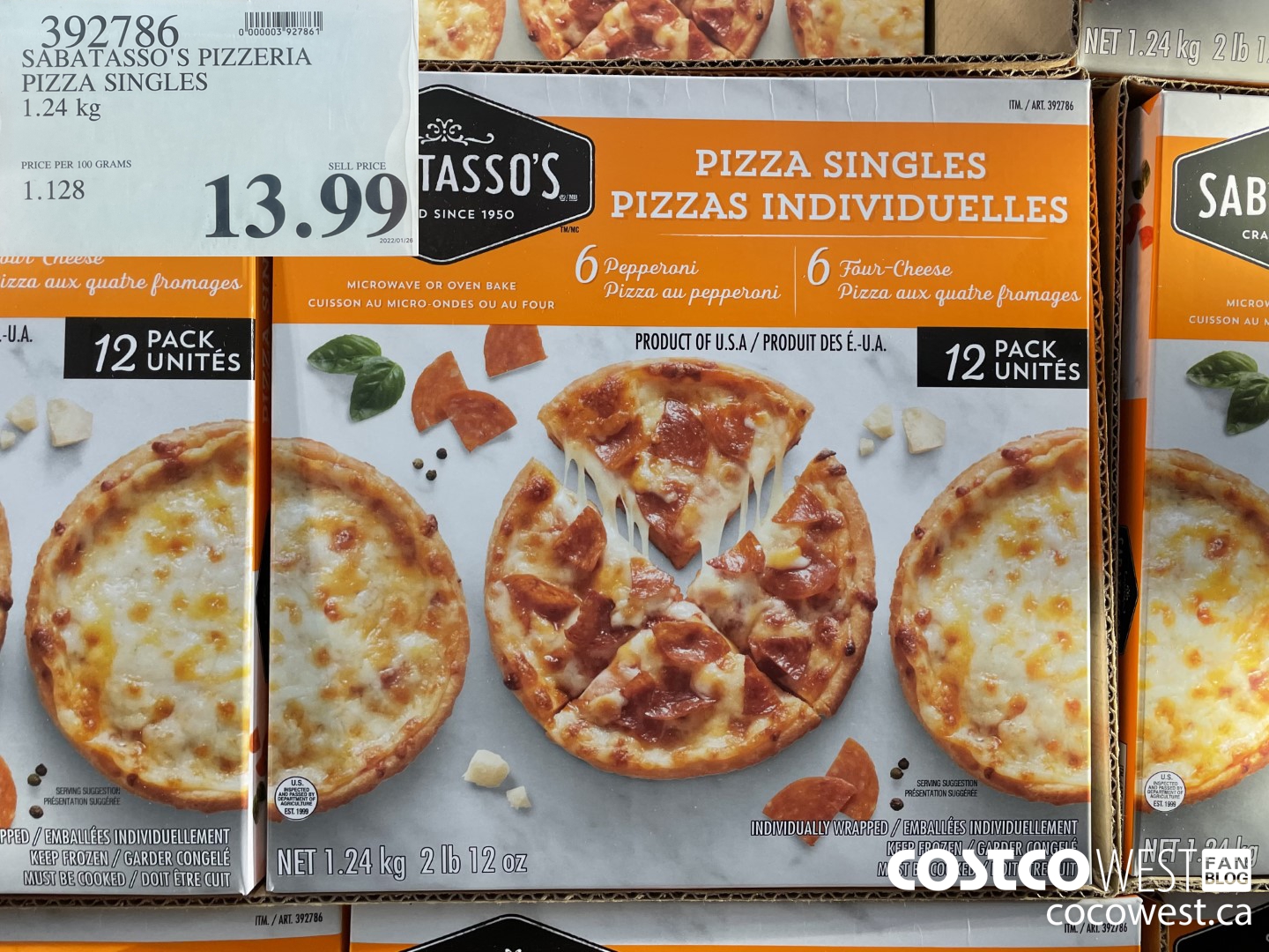 392786 SABATASSO'S PIZZERIA PIZZA SINGLES 1.24 kg $13.99