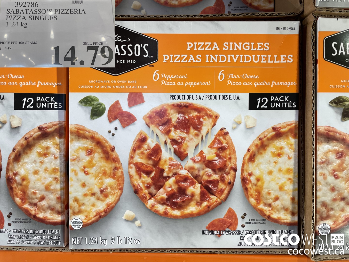 392786 SABATASSO'S PIZZERIA PIZZA SINGLES 1.24 kg $14.79