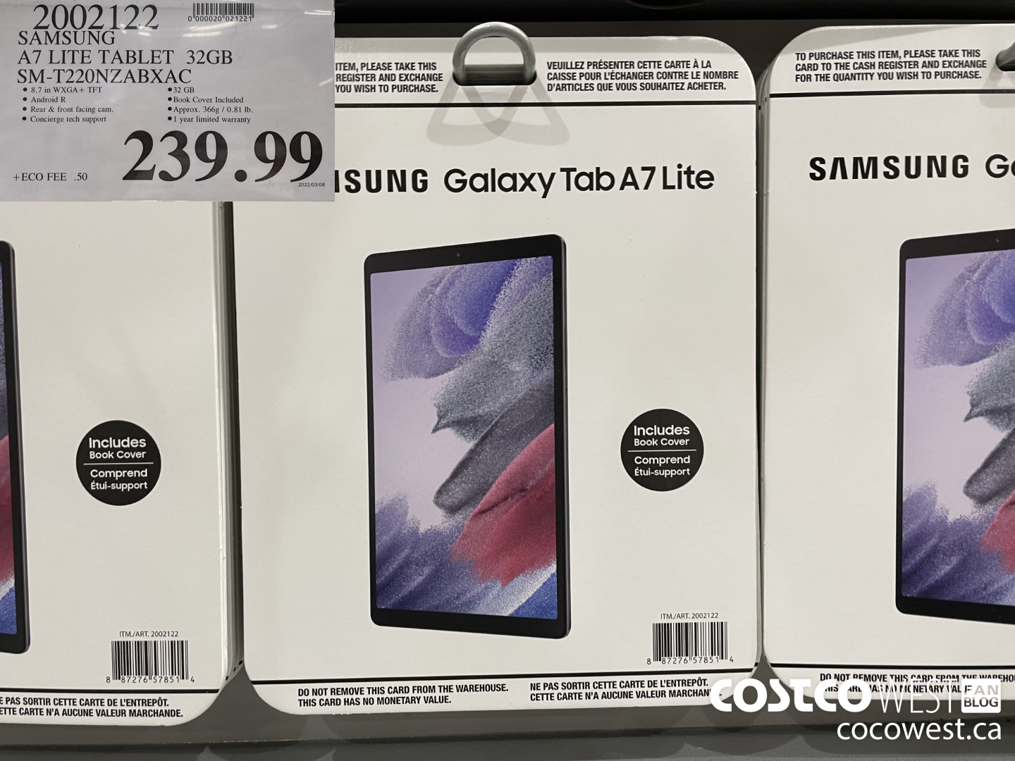 2002122 SAMSUNG A7 TE TABLET 32GB SM-T220NZABXAC $239.99