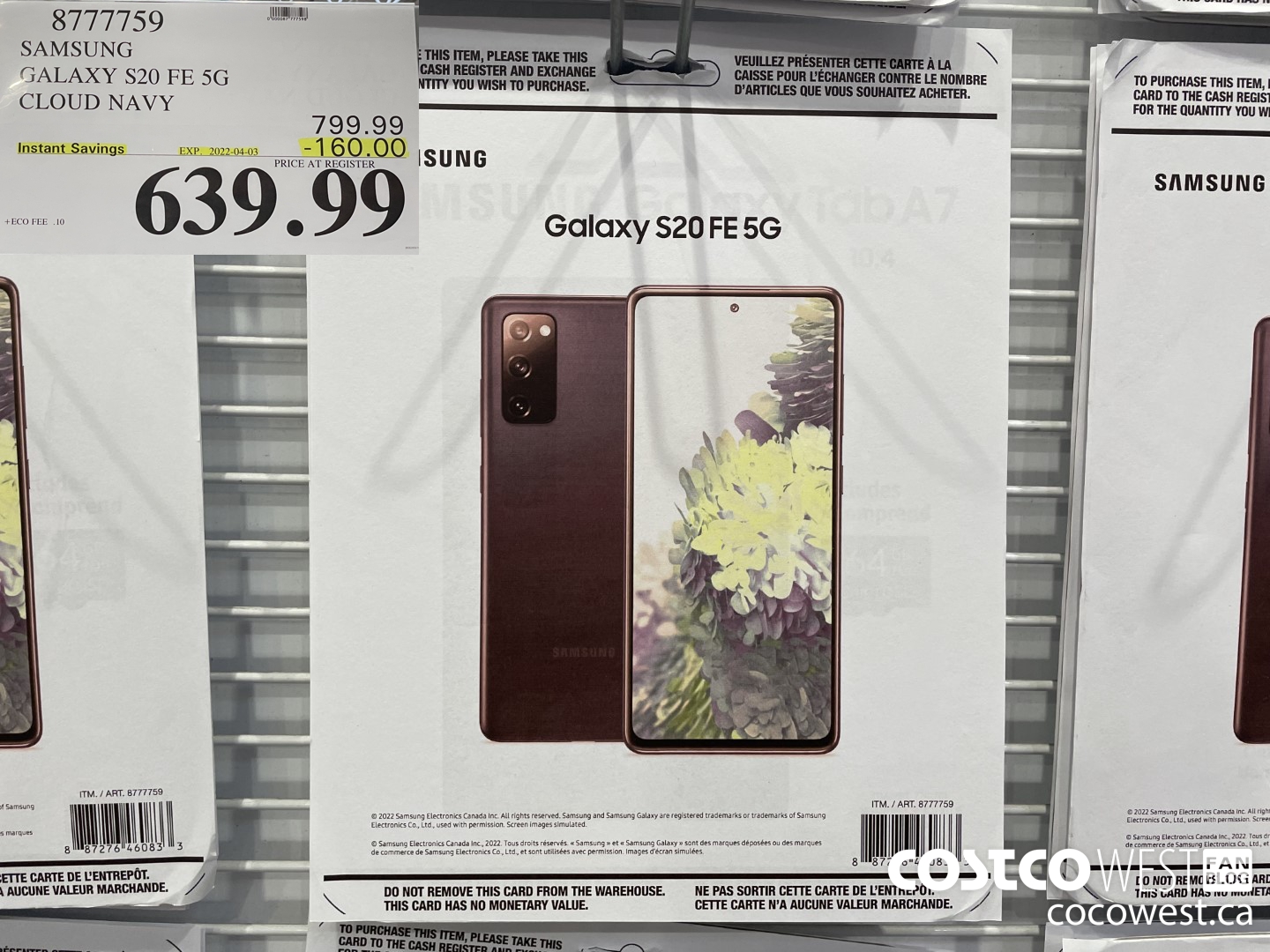 8777759 SAMSUNG GALAXY S20 FE 5G CLOUD NAVY  ($160.00 INSTANT SAVINGS EXPIRES ON 2022-04-03) $639.99