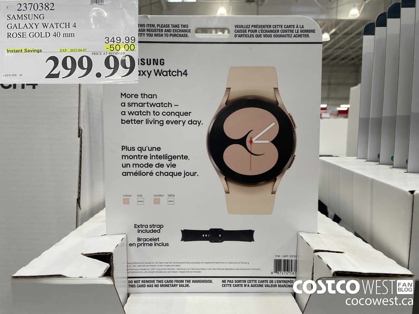 2370382 SAMSUNG GALAXY WATCH 4 ROSE GOLD 40 mm  ($50.00 INSTANT SAVINGS EXPIRES ON 2022-04-07) $299.99