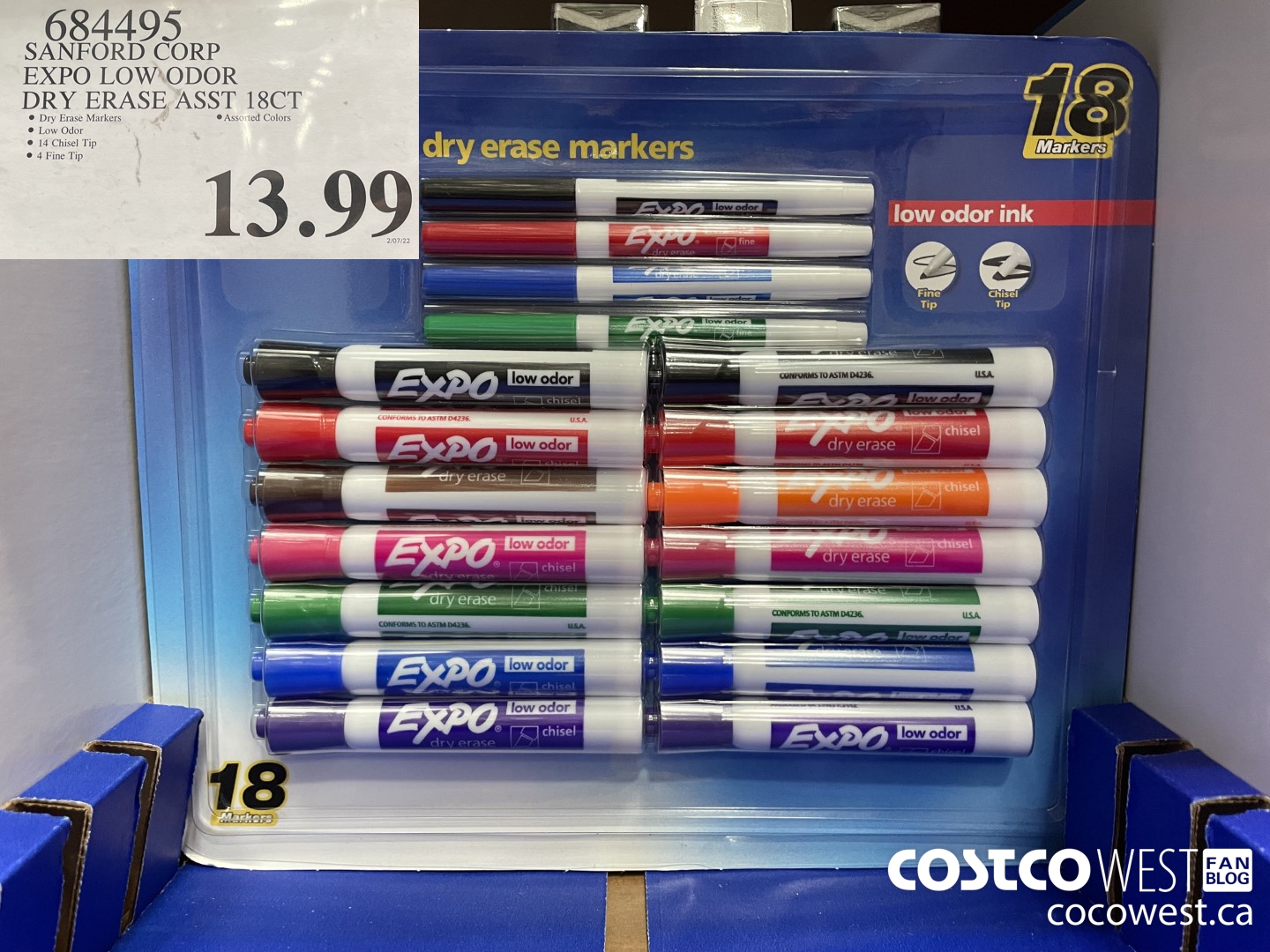 684495 SANFORD CORP EXPO LOW ODOR DRY ERASE ASST 18 CT  $13.99
